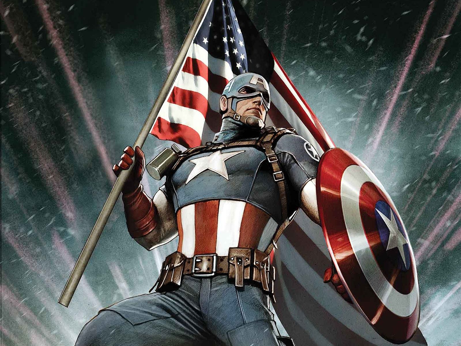 Captain America con bandiera USA, 1600x1200 HD, Lenovo Legion