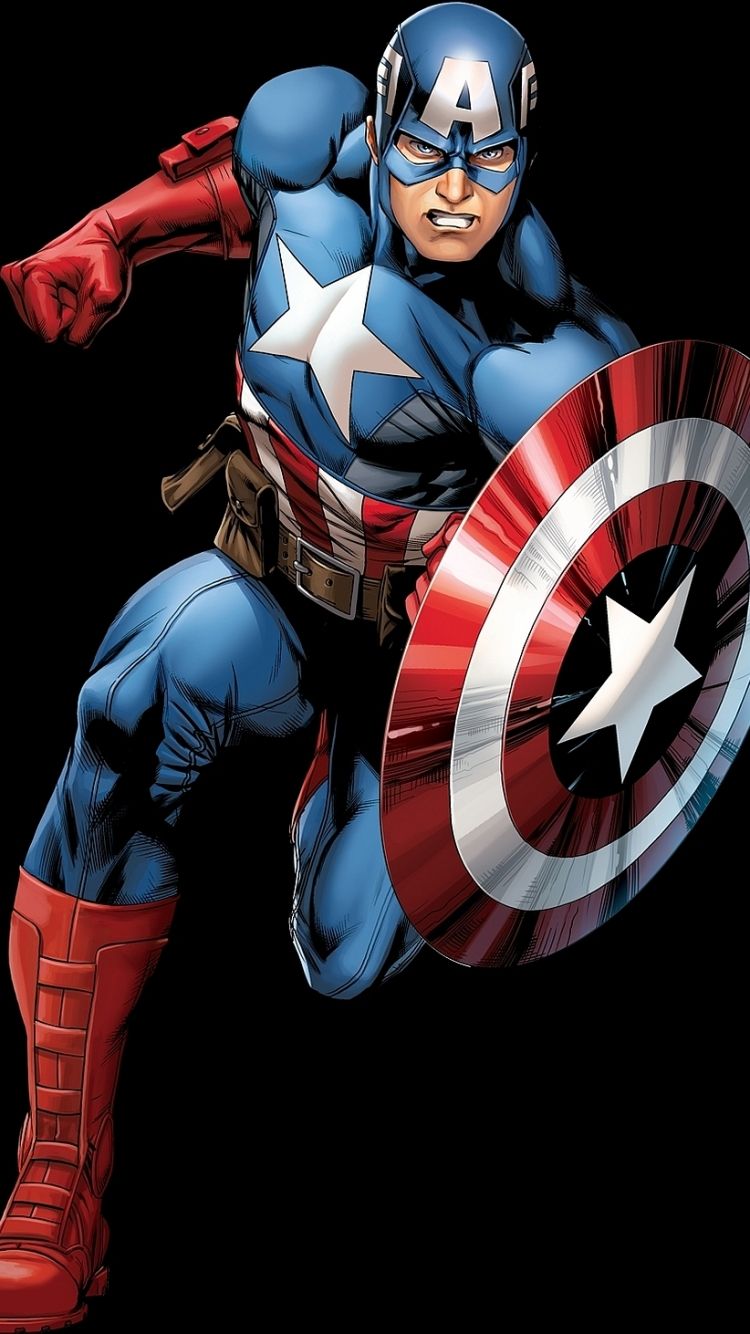 Captain America con scudo, 750x1334 Verticale, Telefono