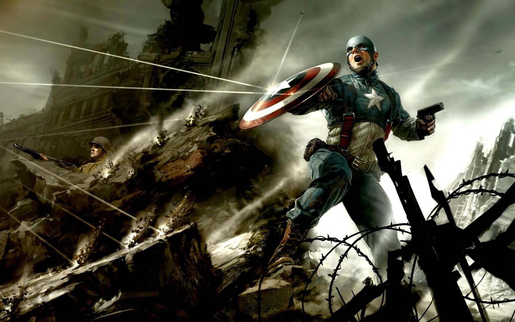 Captain America scudo campo di battaglia, 1680x1050 HD Ready, PC
