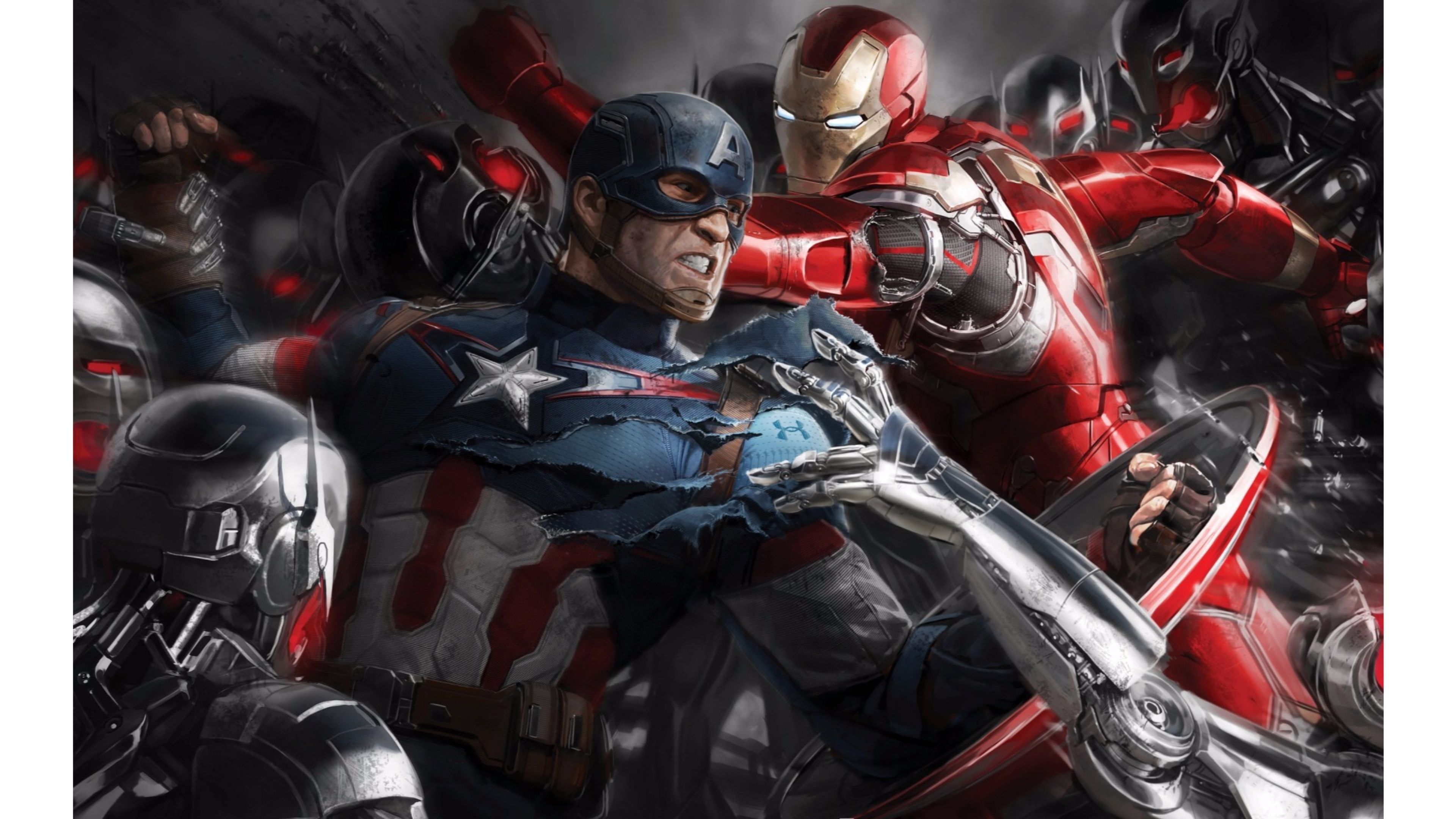 Captain America e Iron Man battaglia, Tony Stark, 3840x2160 4K, Desktop 4K