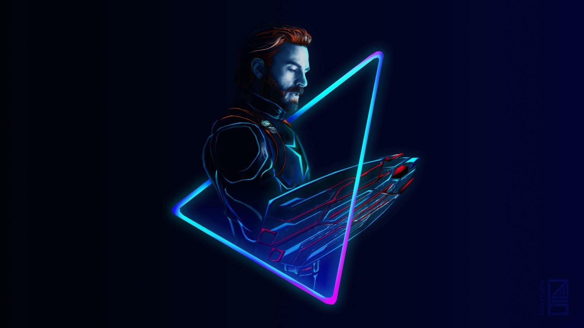Capitan America neon triangolo, 1920x1080 1080p, PC Desktop