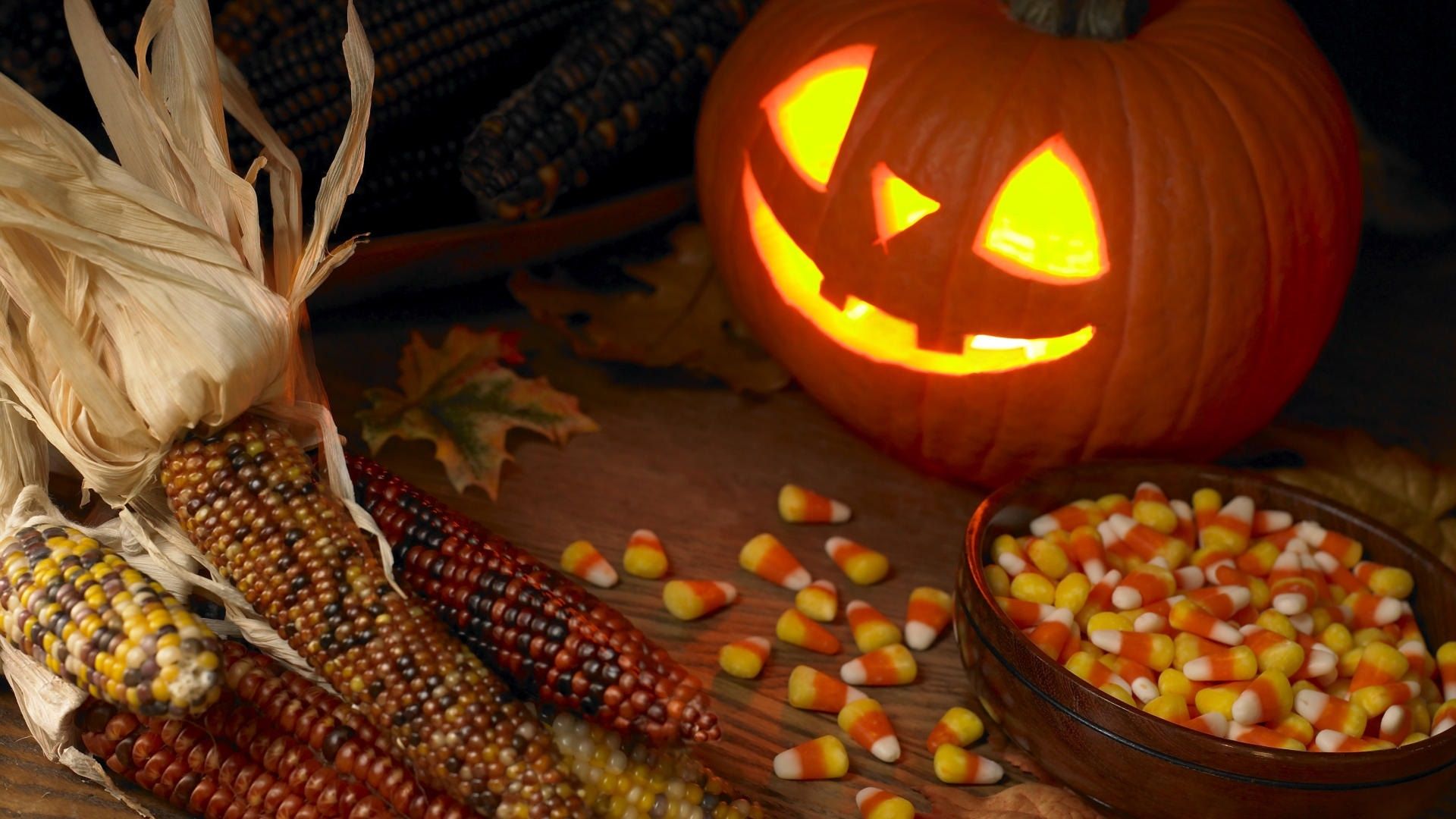 Zucca Jack-o'-lantern e candy corn, 1920x1080 1080p, Desktop