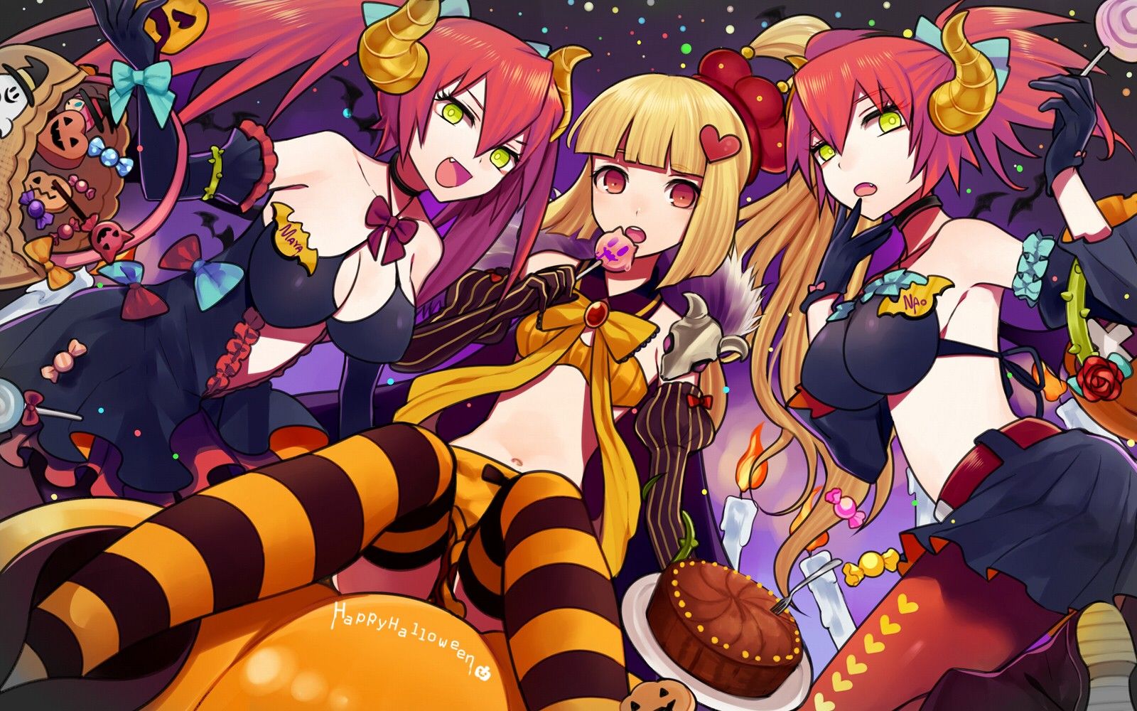 Ragazze demoni anime Halloween, 1600x1000 HD, Desktop