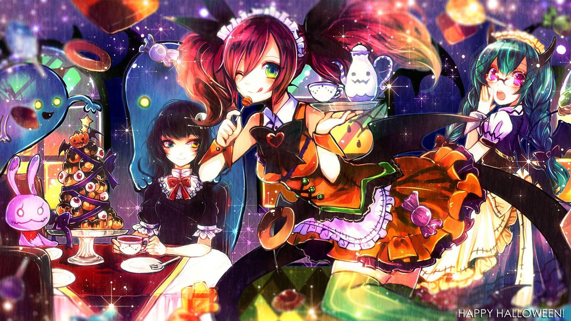 Ragazze anime festa Halloween, 1920x1080 Full HD 1080p, PC Desktop