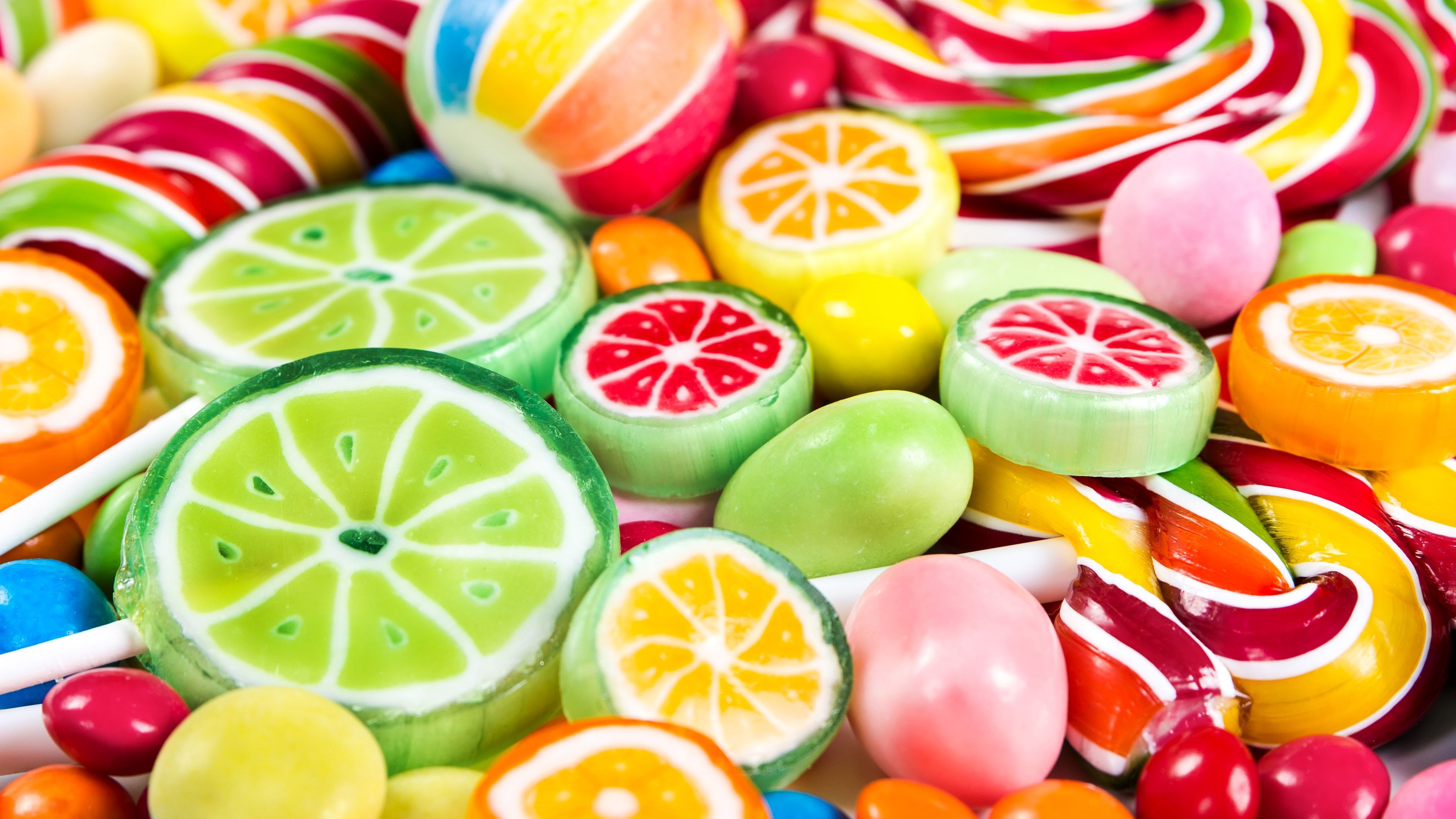 Caramelle colorate a forma di frutta, 3840x2160 Ultra HD, Monitor 4K