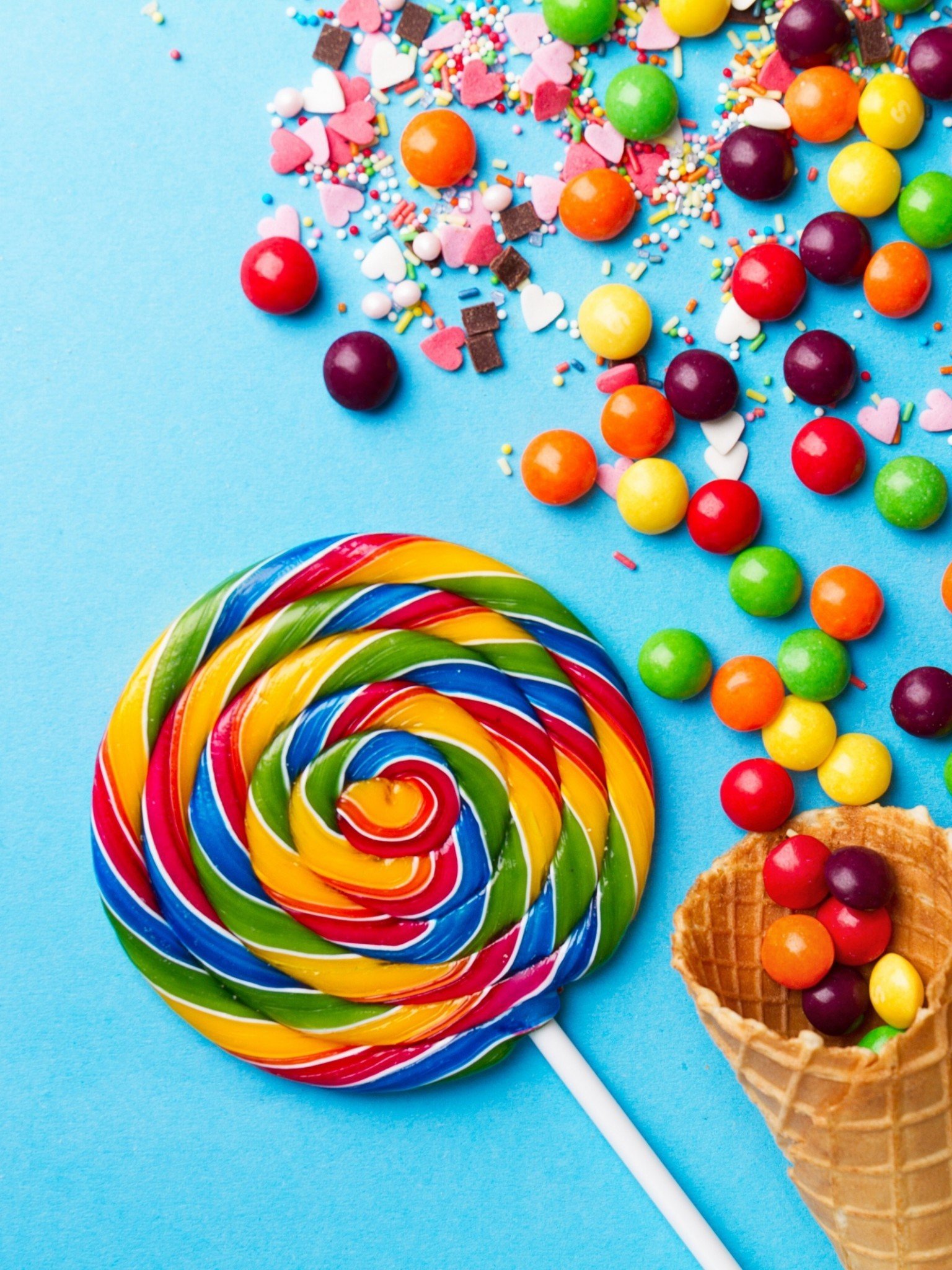 Lecca-lecca a spirale e caramelle colorate, 1536x2048 Full HD Verticale, Smartphone