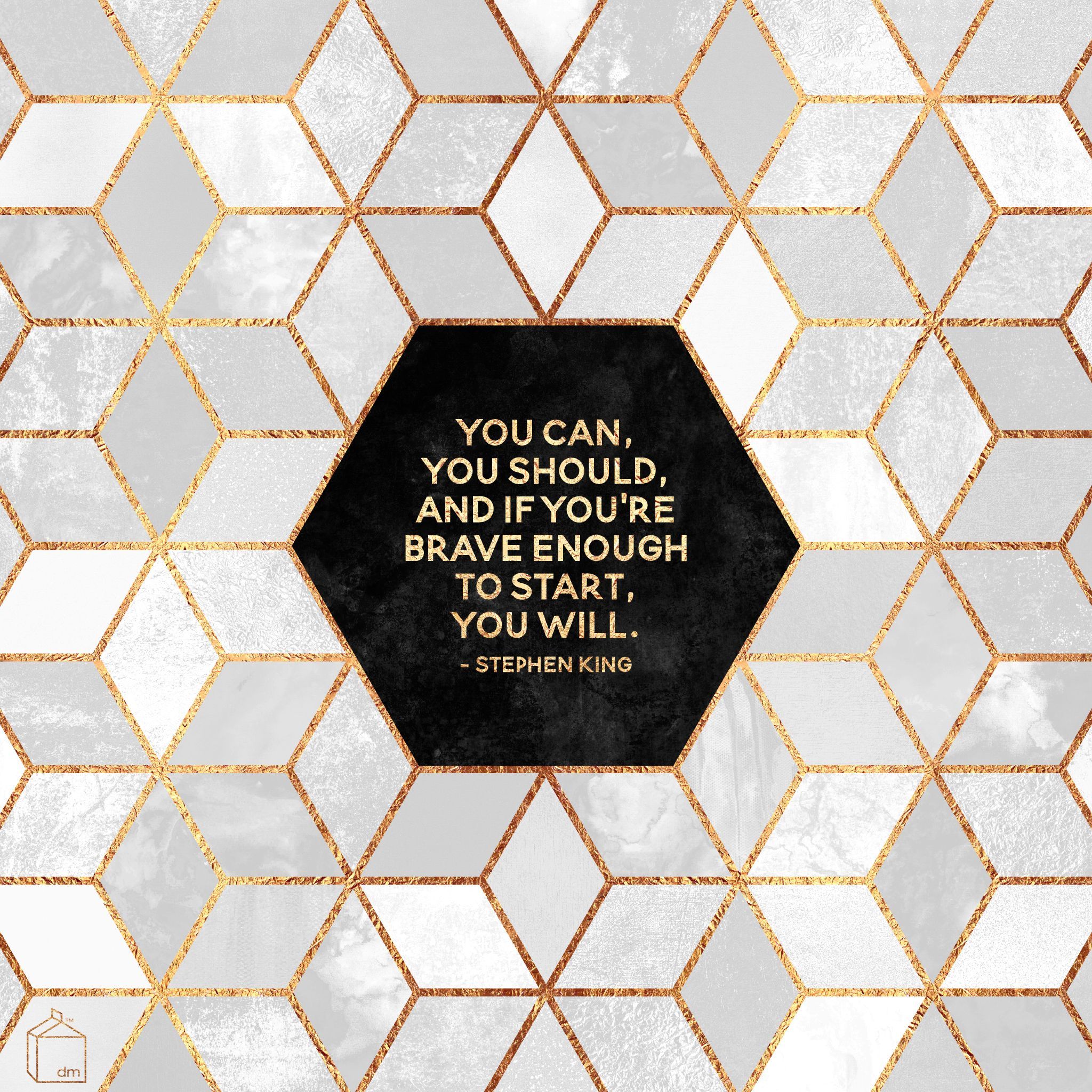 Esagoni geometrici oro citazione motivazionale, 2048x2048 Hi-Res, Desktop