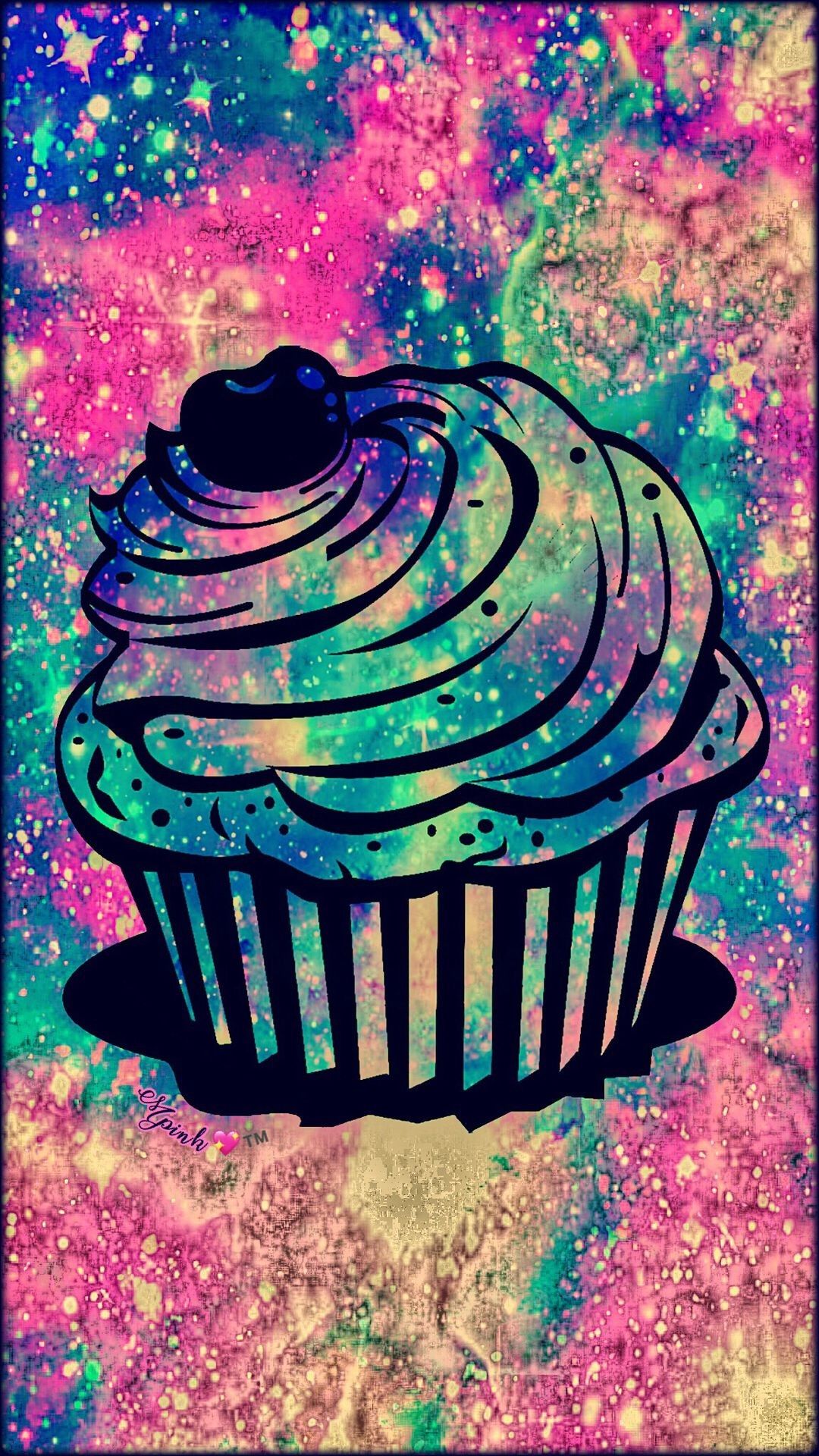 Cupcake galassia glitter colorato, sfondi Carini, 1080x1920 Verticale, Mobile