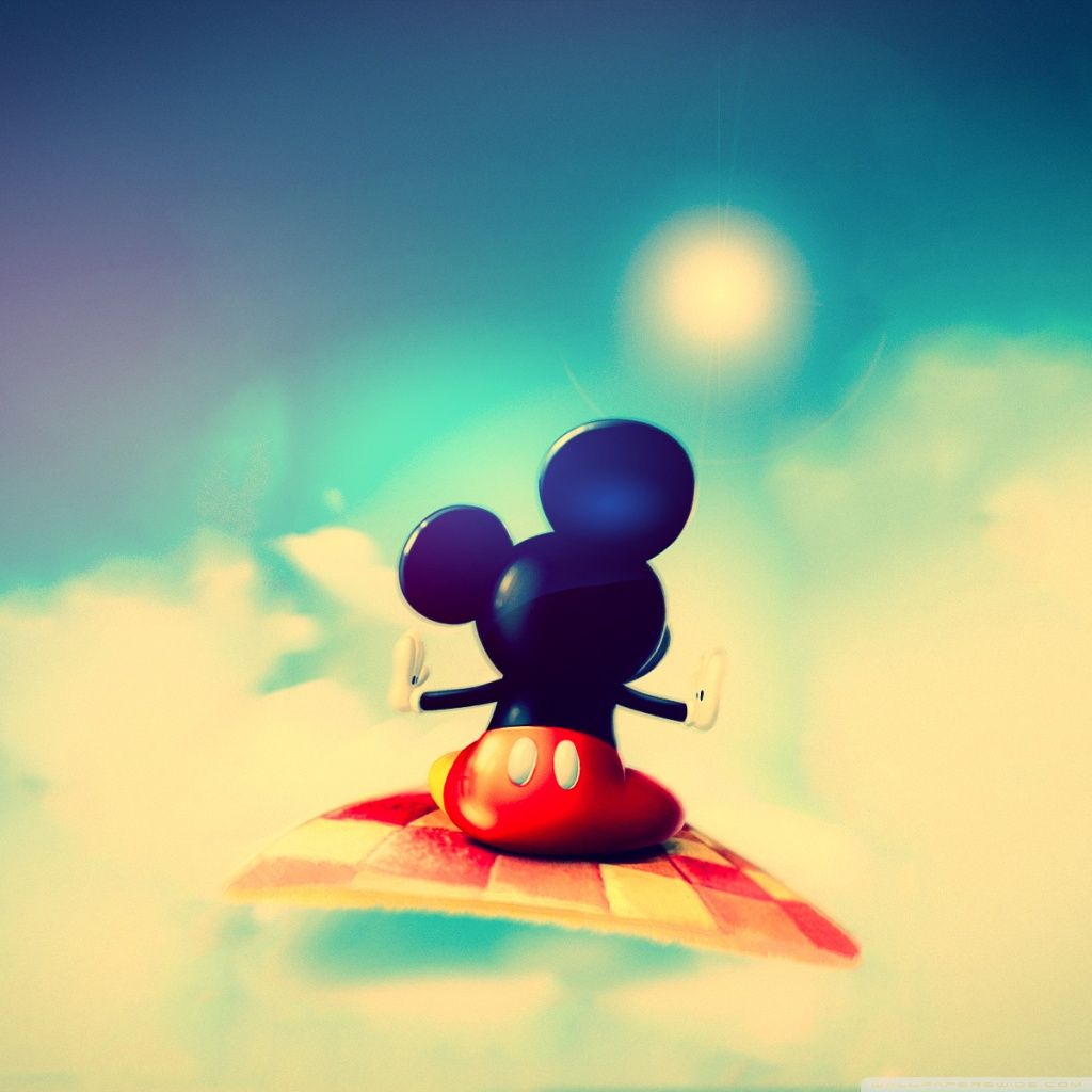 Topolino tra le nuvole, Mickey Mouse, sfondi Carini, 1024x1024 HD, PC