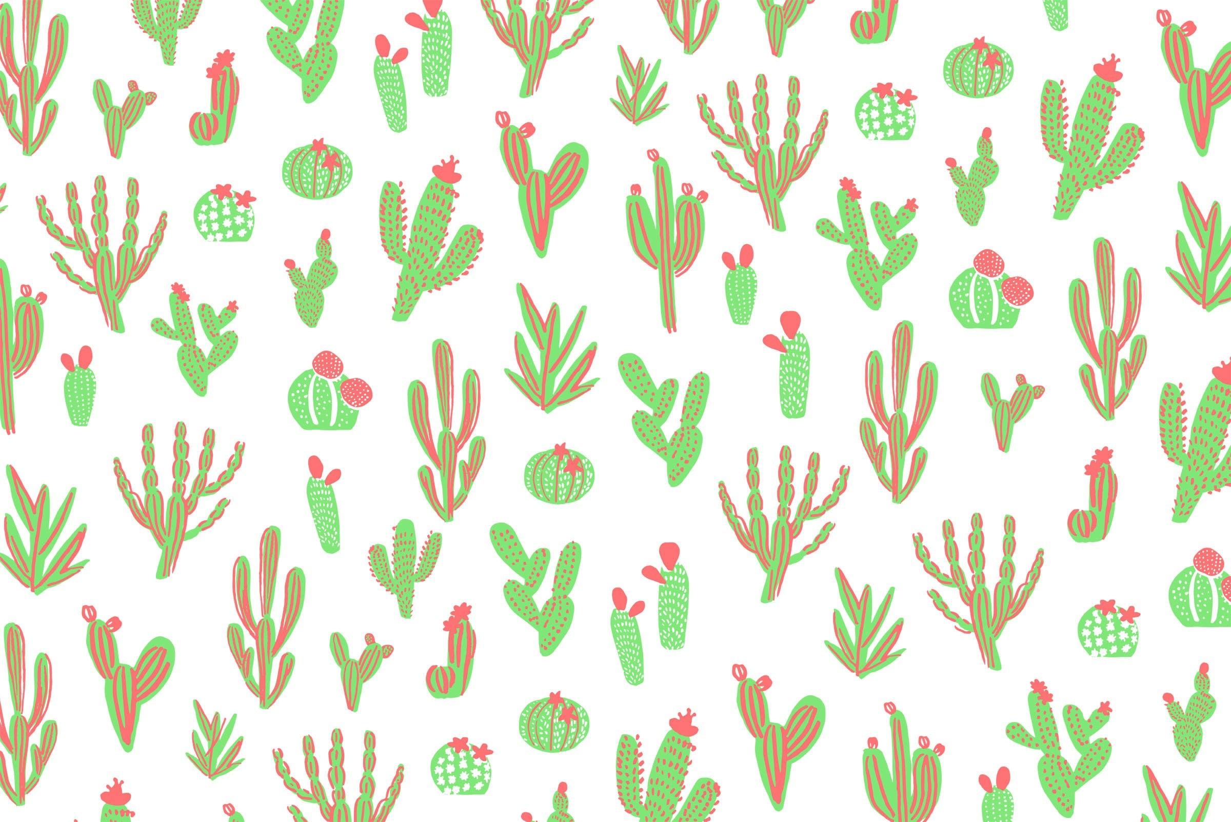 Pattern cactus verdi carini, sfondo 2400x1603 Hi-Res, Desktop