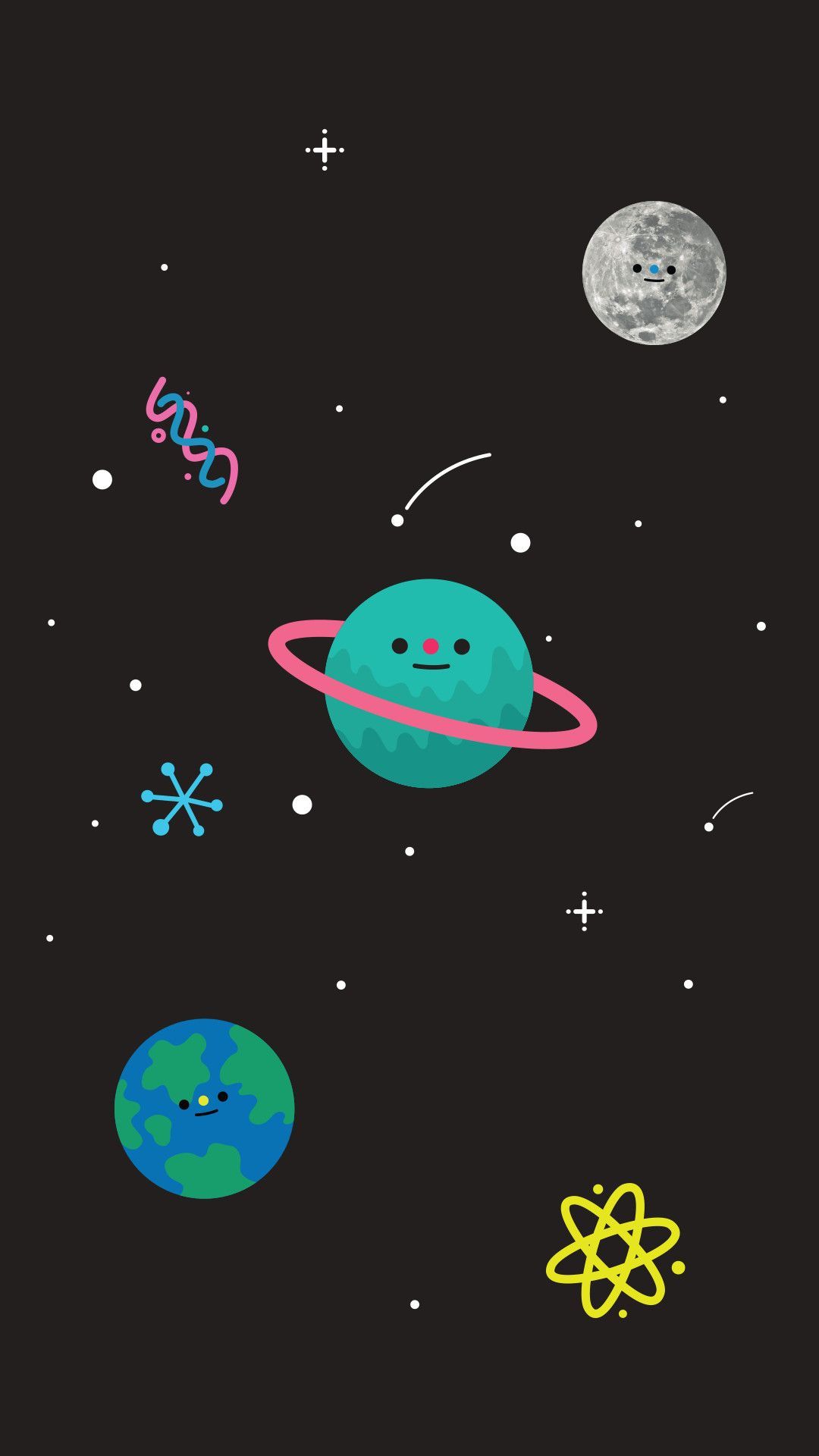 Pianeti spaziali carini cartoon, 1080x1920 Full HD Verticale, Smartphone
