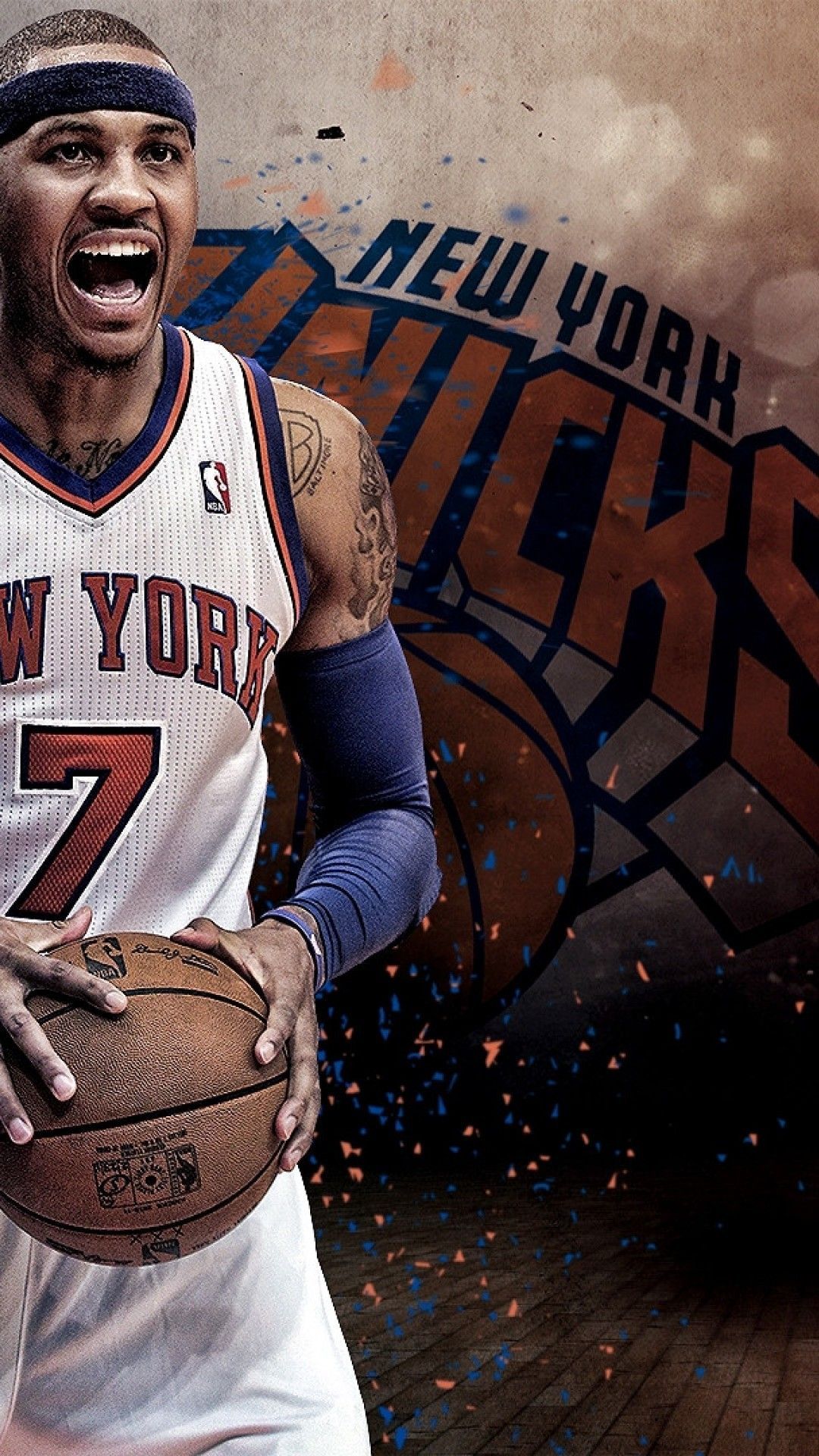 Carmelo Anthony New York Knicks, basket, 1080x1920 Full HD Verticale, iPhone