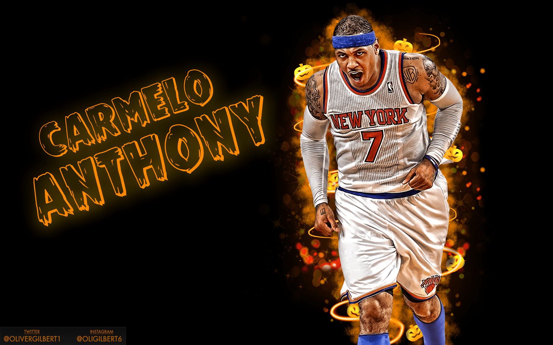 Carmelo Anthony Knicks basket fiamme, 1920x1200 WUXGA, Desktop