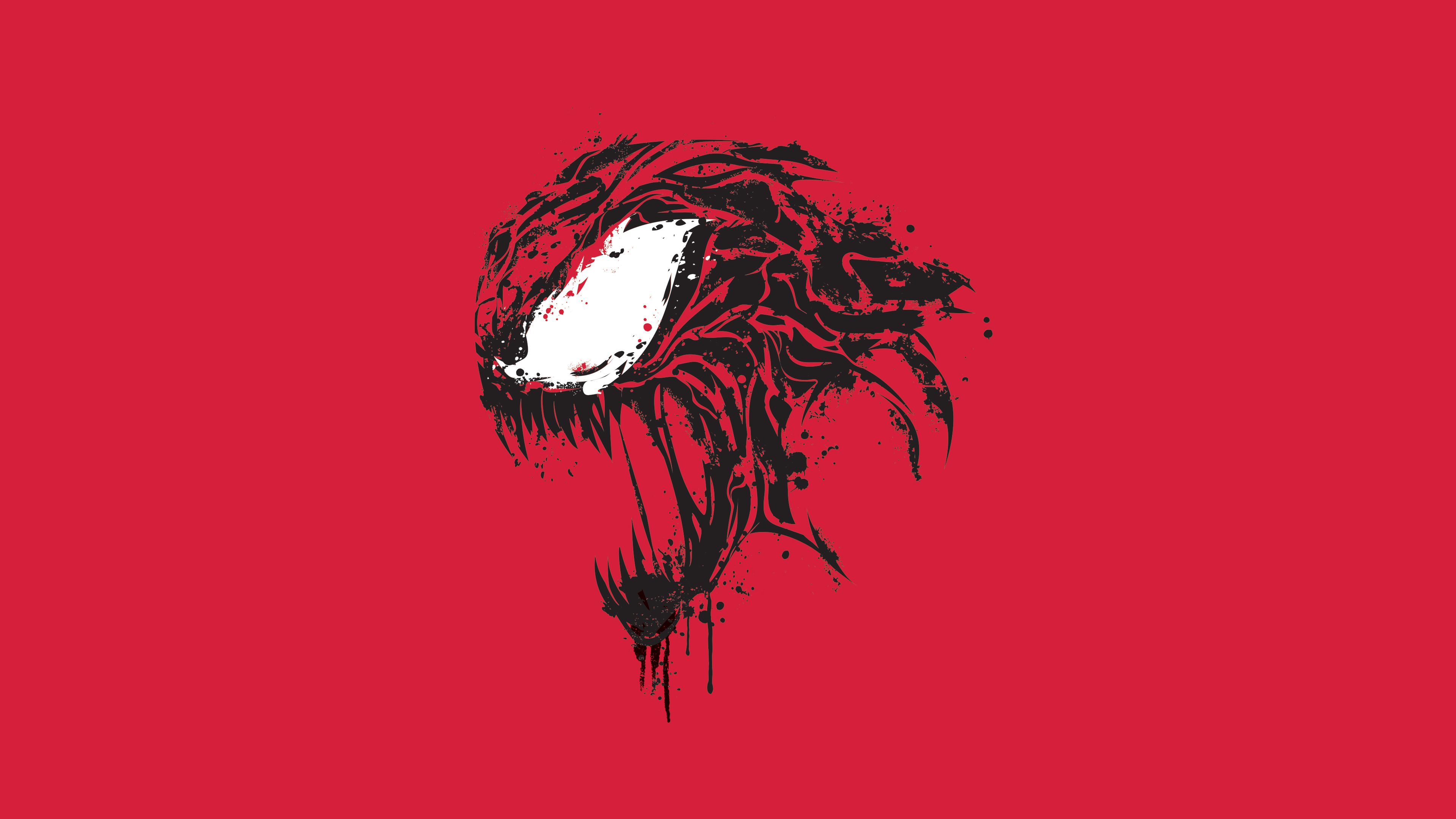 Carnage minimalista sfondo rosso, 3840x2160 Ultra HD, 4K TV