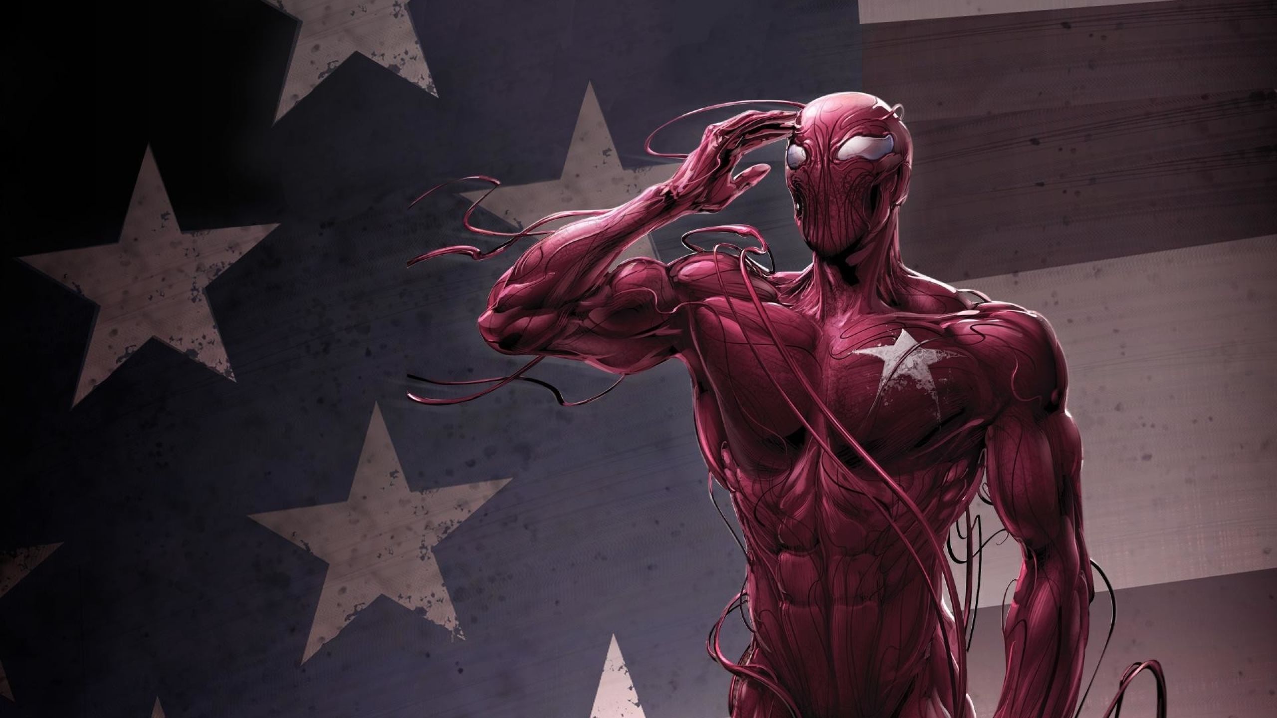 Carnage stile Marvel, bandiera USA, 2560x1440 1440p, Desktop