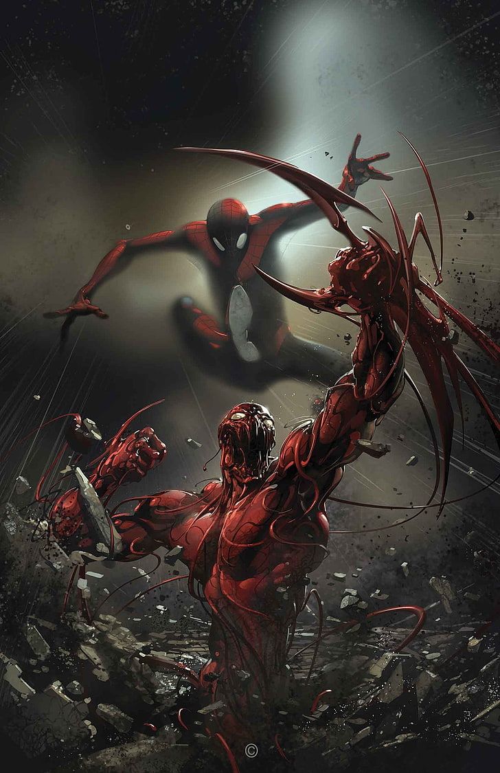 Spider-Man e Carnage, Marvel, Uomo Ragno, 728x1125 Full HD Verticale, iPhone