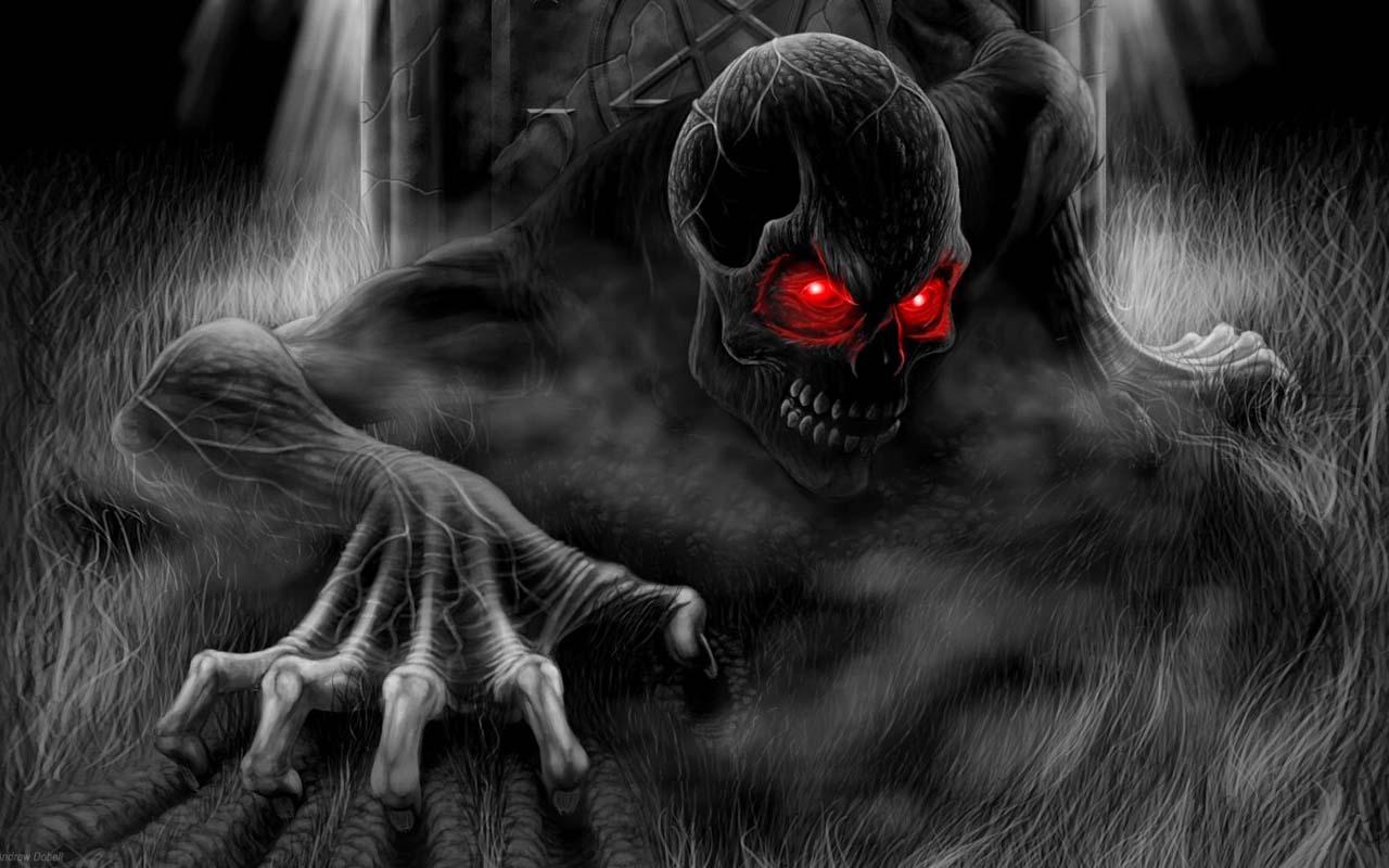 Teschio demoniaco occhi rossi, 1280x800 720p, PC