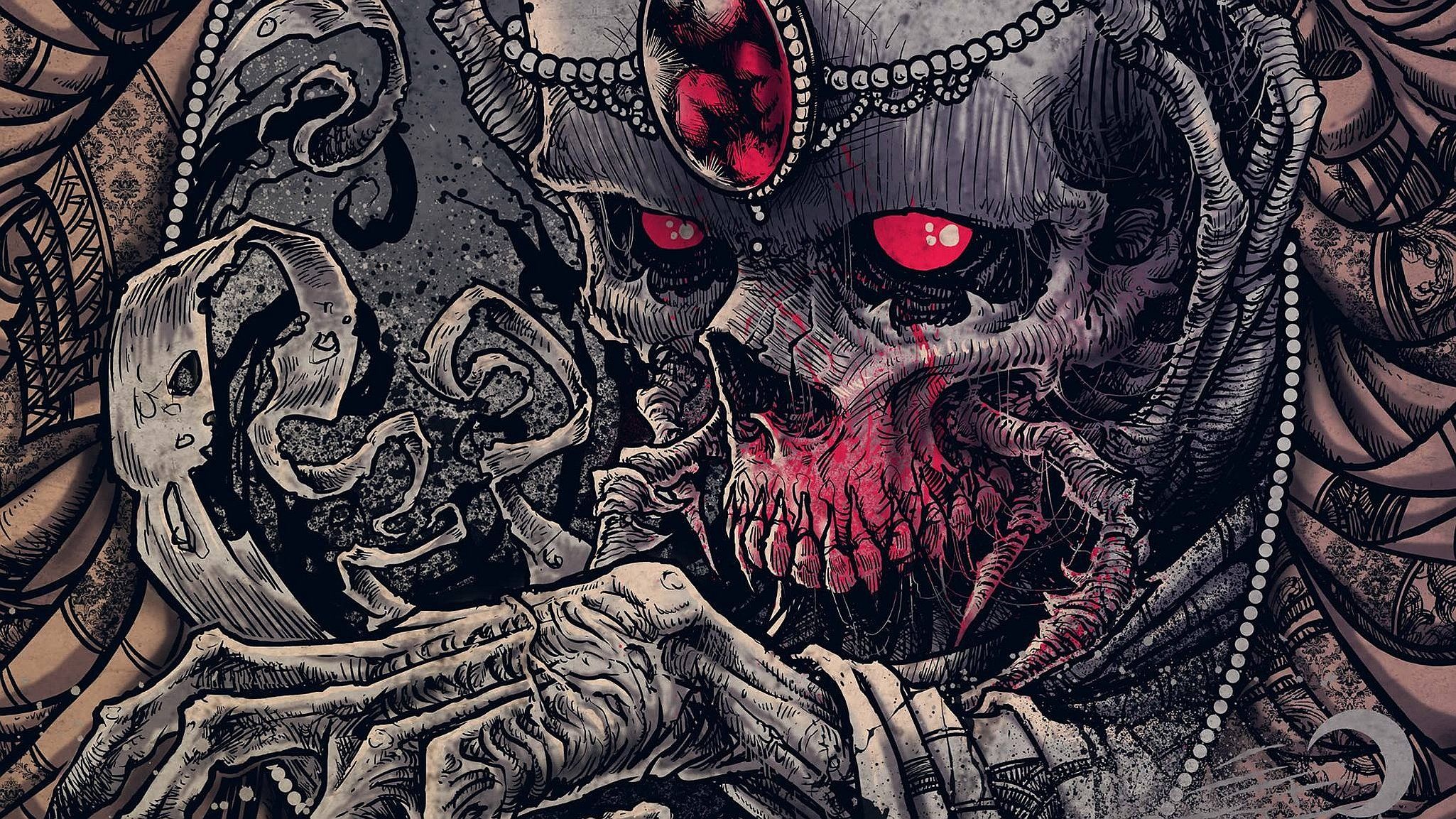 Teschio demoniaco occhi rossi, 2050x1153 Hi-Res, Laptop