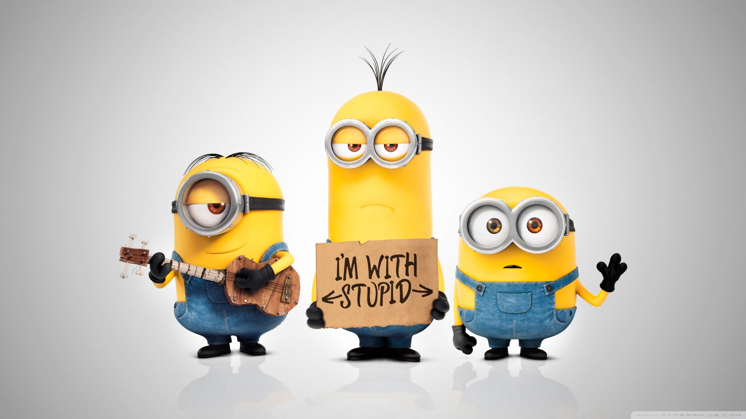 Minions cartello Im With Stupid, 2560x1440 2K, PC Desktop