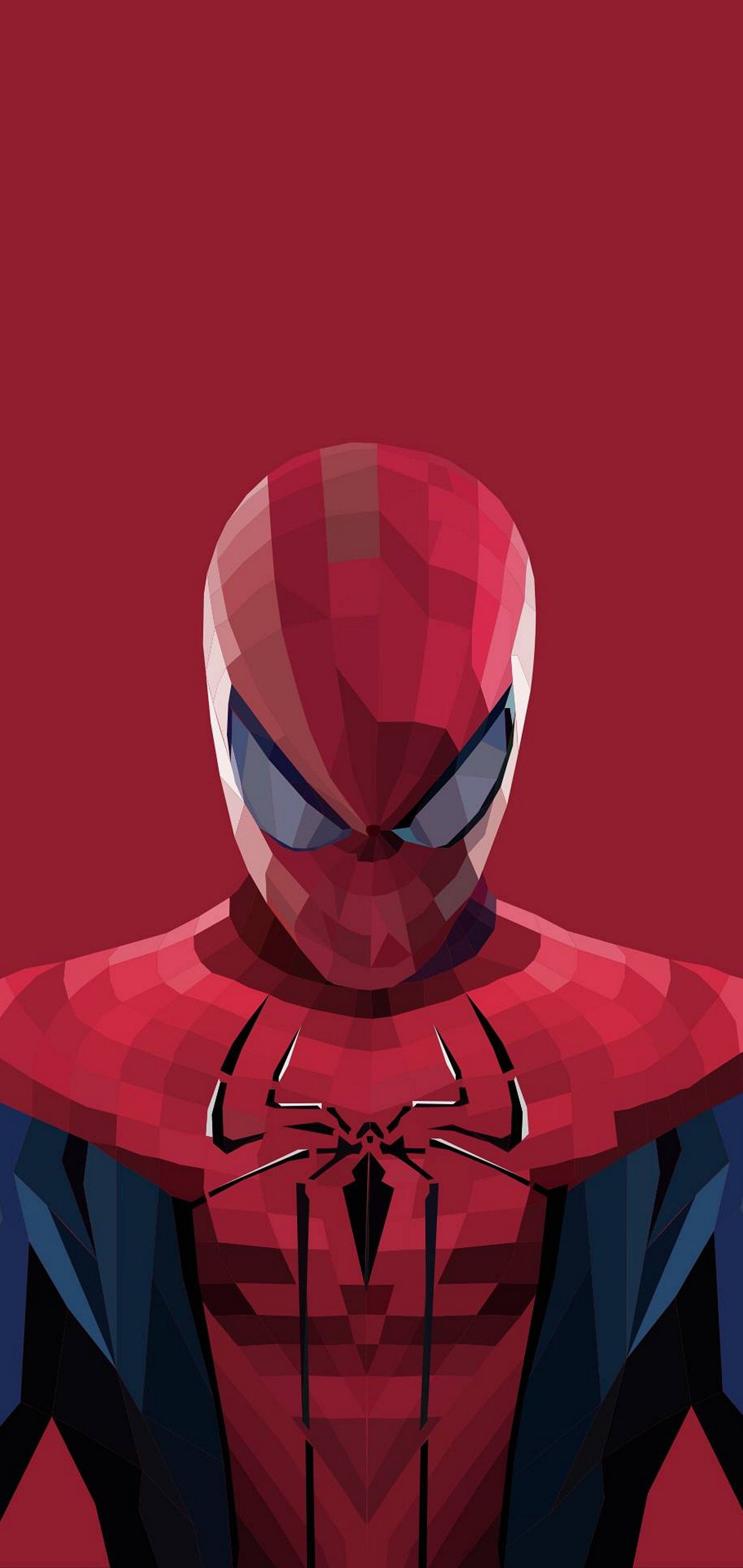 Spiderman low poly rosso, Uomo Ragno, 1440x3040 Full HD Verticale, iPhone