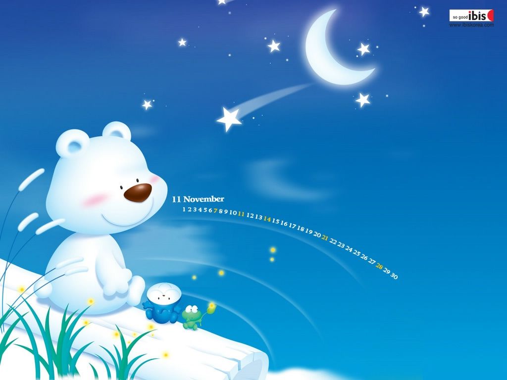 Orso polare cartone notte, 1024x768 HD, Desktop