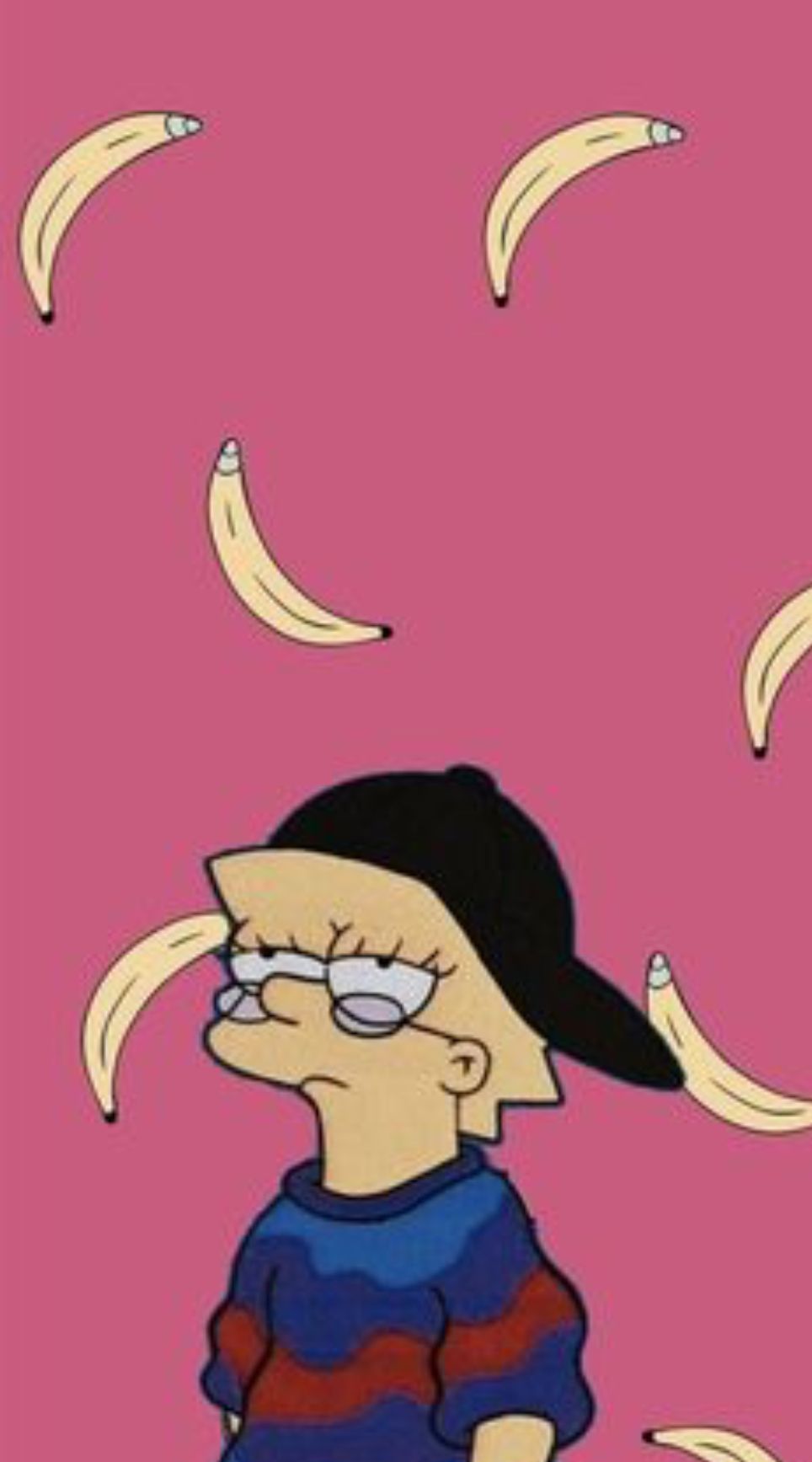 Lisa Simpson banane sfondo rosa, 964x1735 Verticale, Telefono