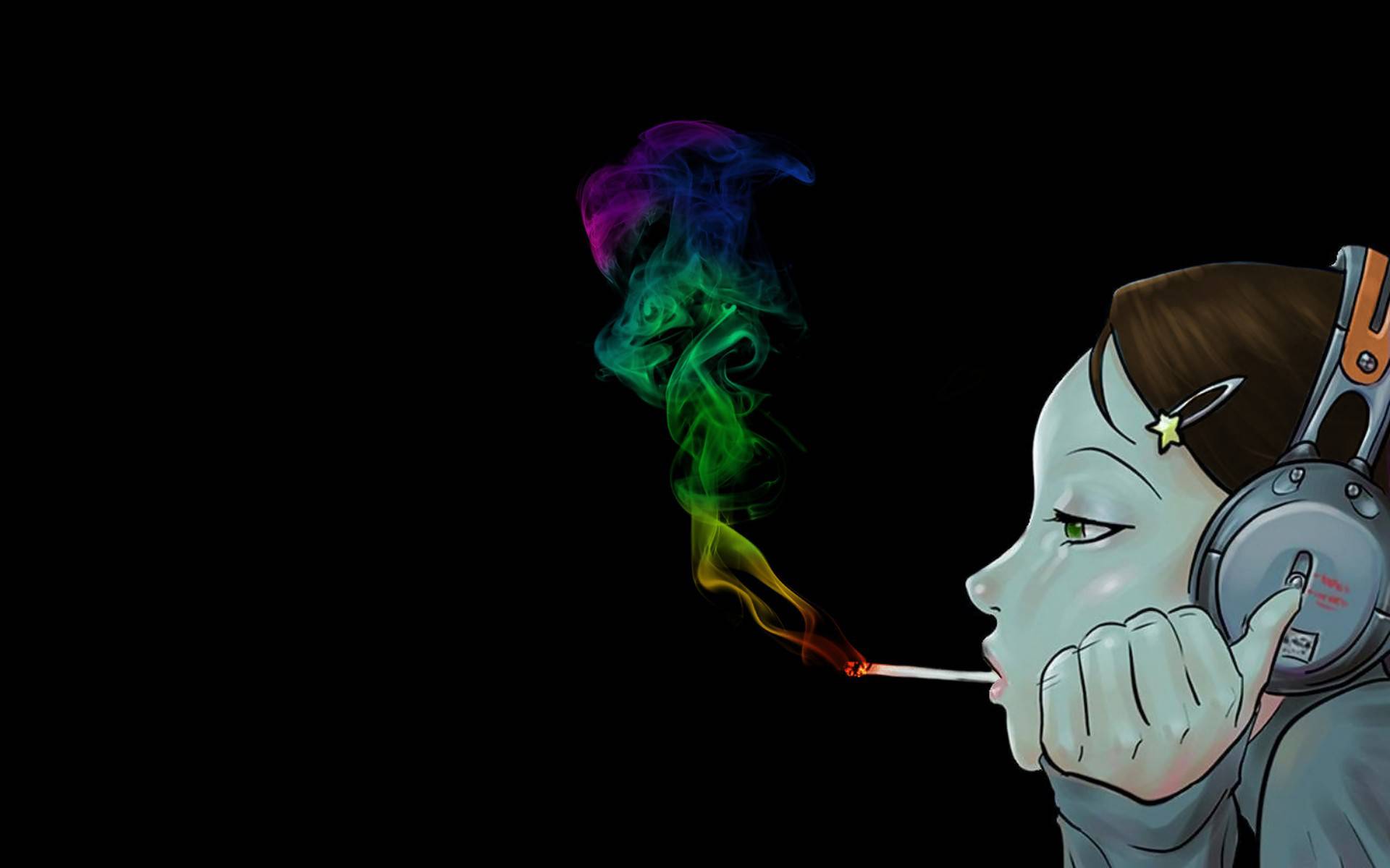 Ragazza cartoon fuma canna colorata, 1920x1200 WUXGA, Laptop