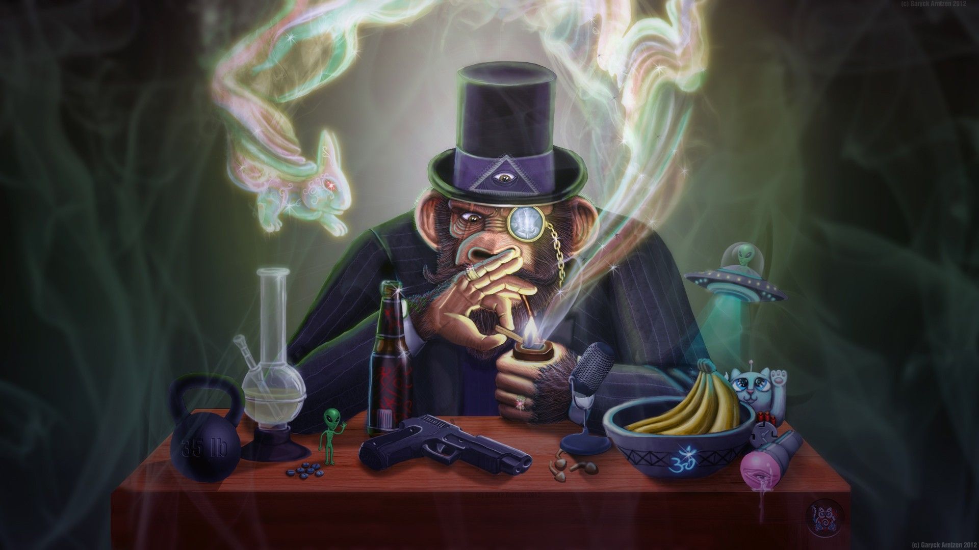 Scimmia con monocolo e bong, 1920x1080 1080p, Desktop