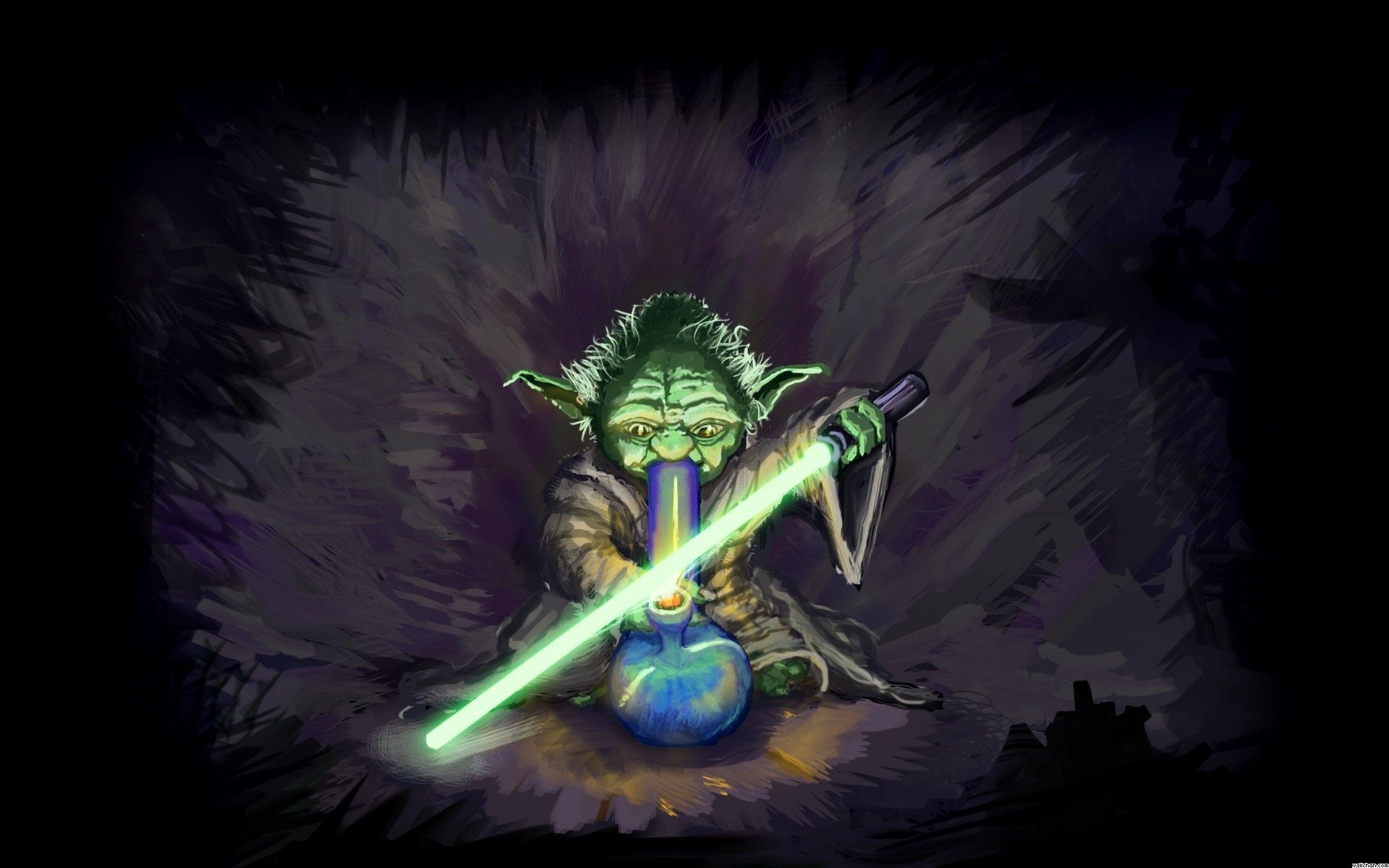 Yoda con spada laser, 1920x1200 WUXGA, Laptop
