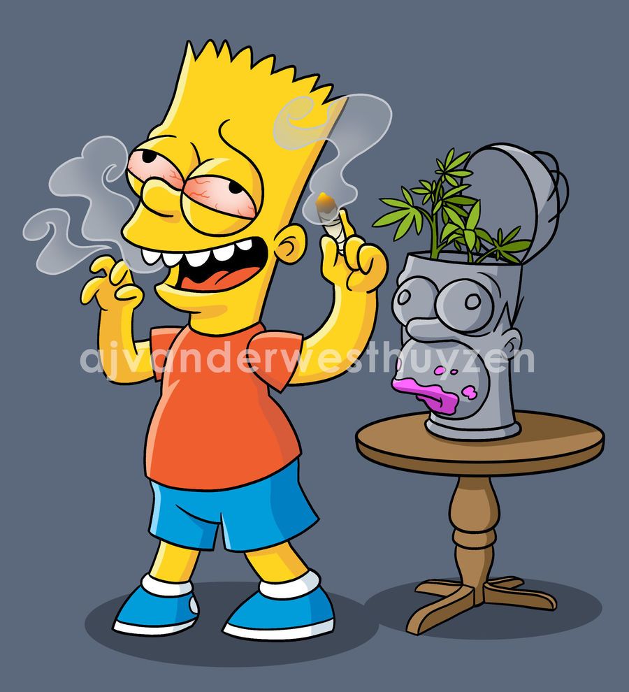 Bart Simpson fuma marijuana, serie animata, 900x990 Verticale, Telefono