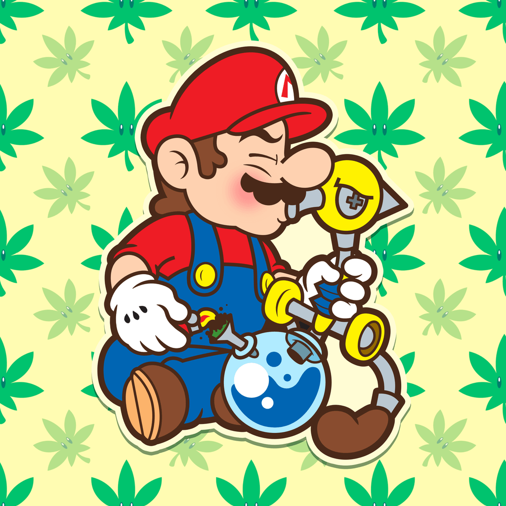 Mario con bong su foglie cannabis, Nintendo, 1024x1024 HD, Desktop