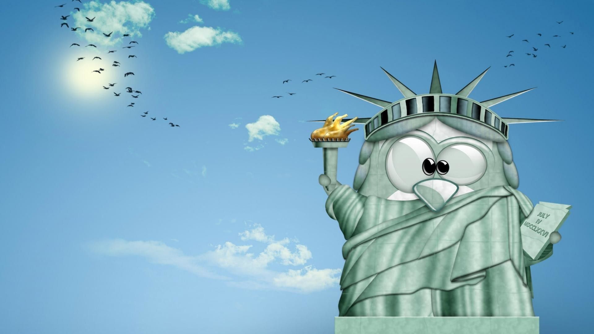 Pinguino Statua della Libertà, 1920x1080 1080p, Desktop