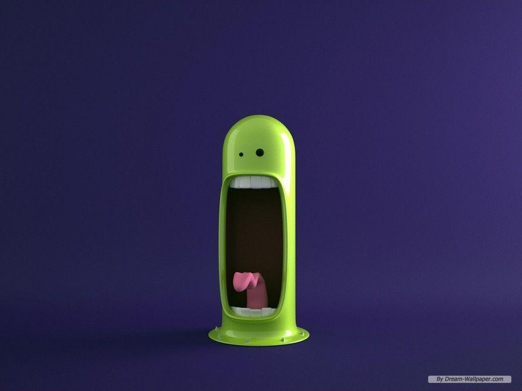 Personaggio 3D verde con lingua, 1024x768 HD, Desktop