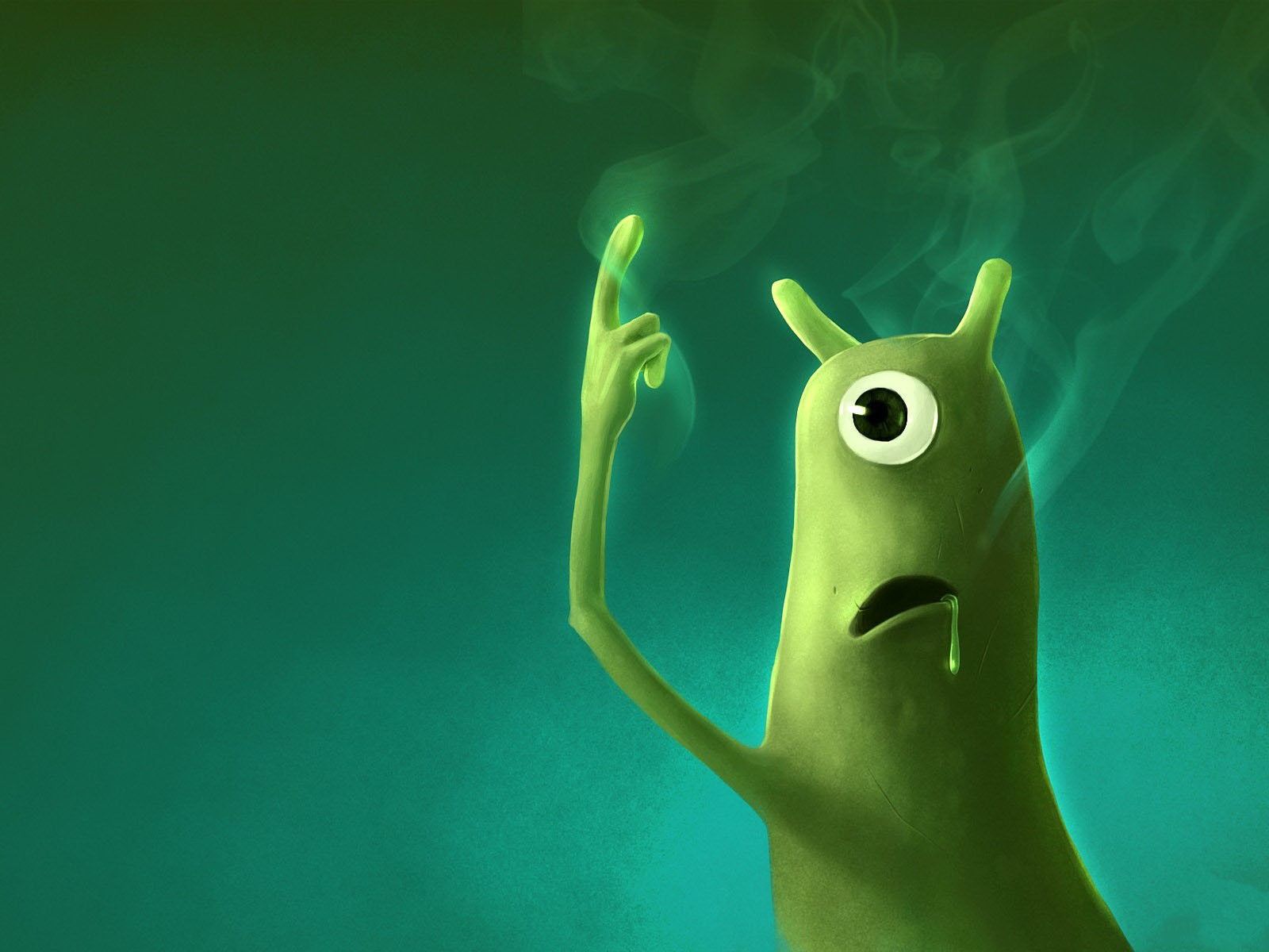 Mostro verde cartone animato divertente, 1600x1200 HD Ready, Desktop