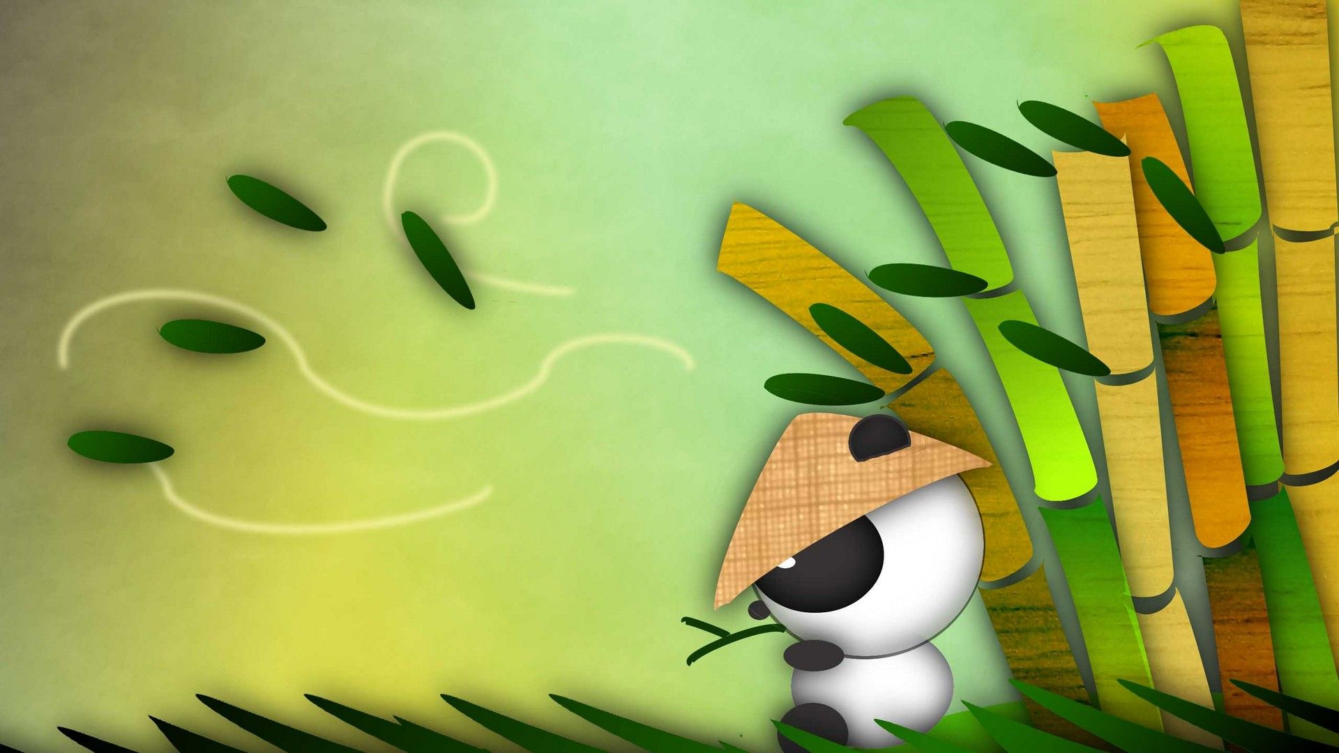 Panda cartone animato con bambù, 1920x1080 1080p, Desktop