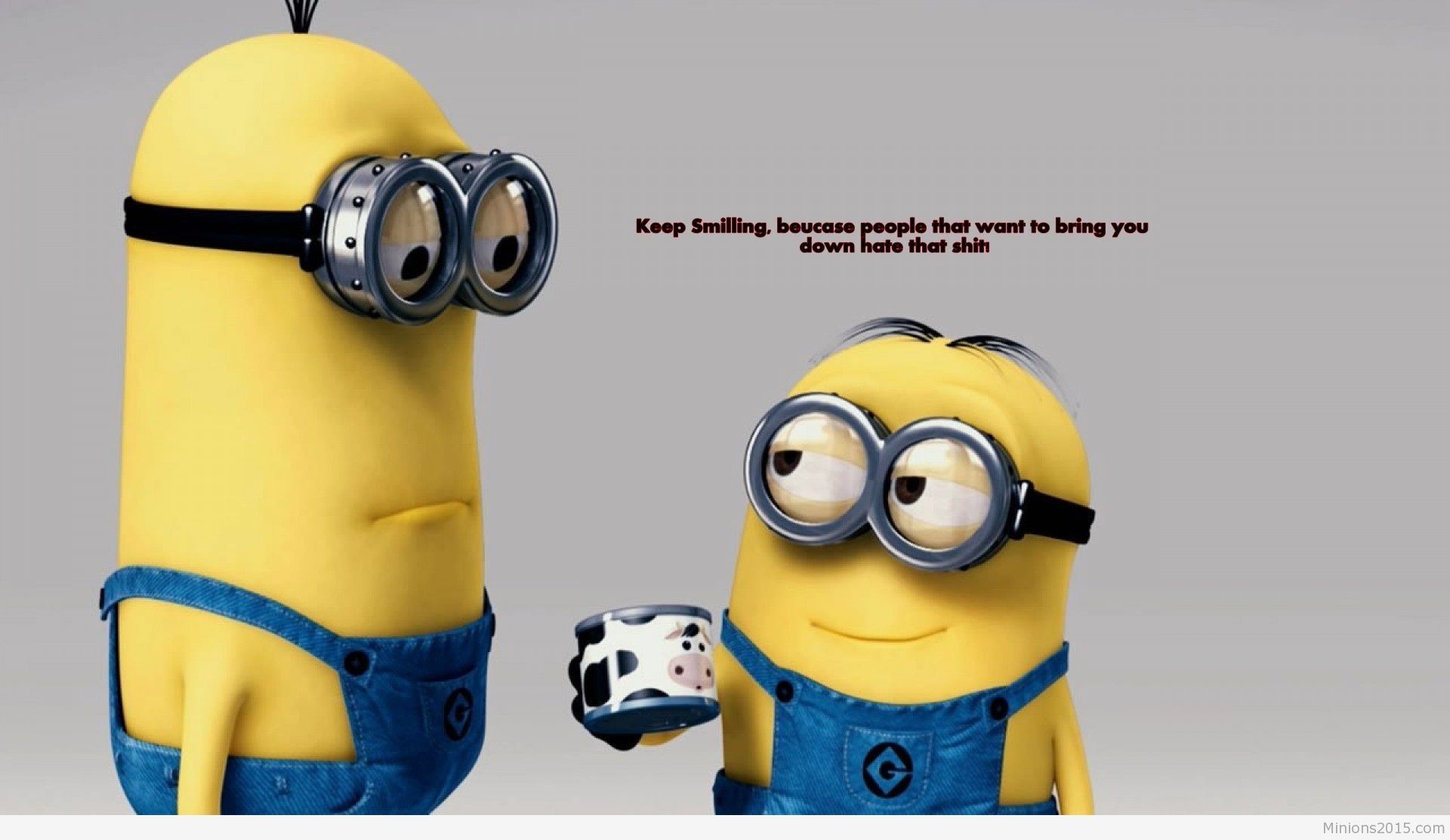 Minions con occhiali su sfondo grigio, 1920x1113 Full HD 1080p, Desktop