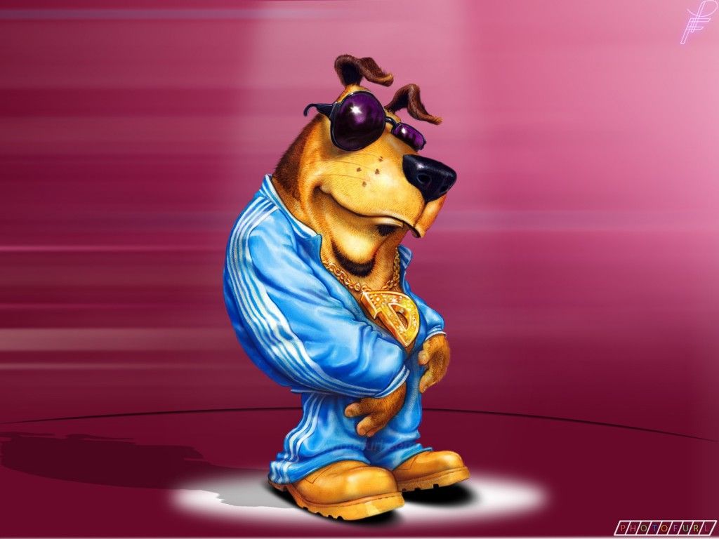 Cane cartone animato tuta blu, 1024x768 HD, Desktop