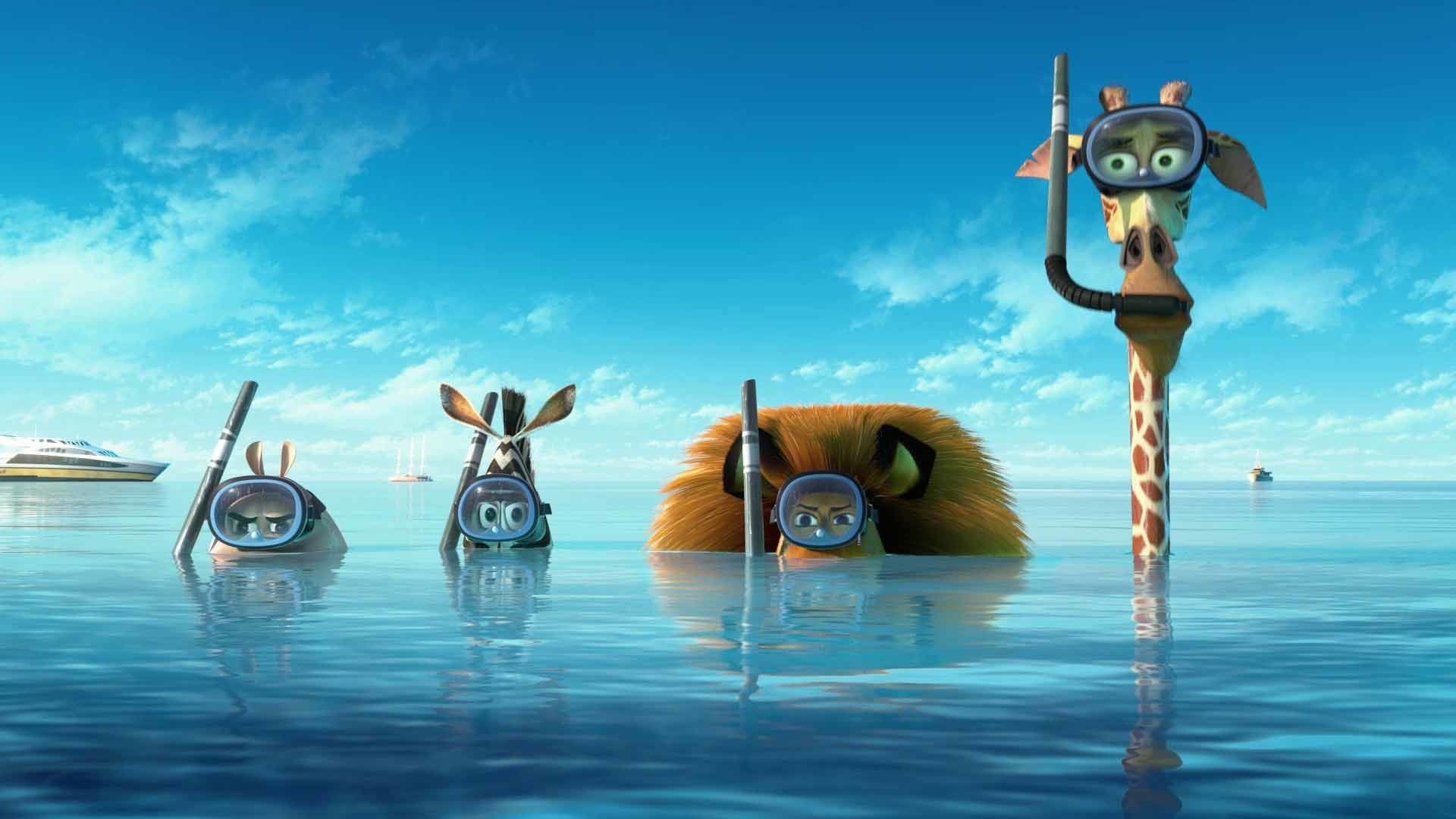 Madagascar personaggi snorkeling mare, 1920x1080 Full HD 1080p, PC
