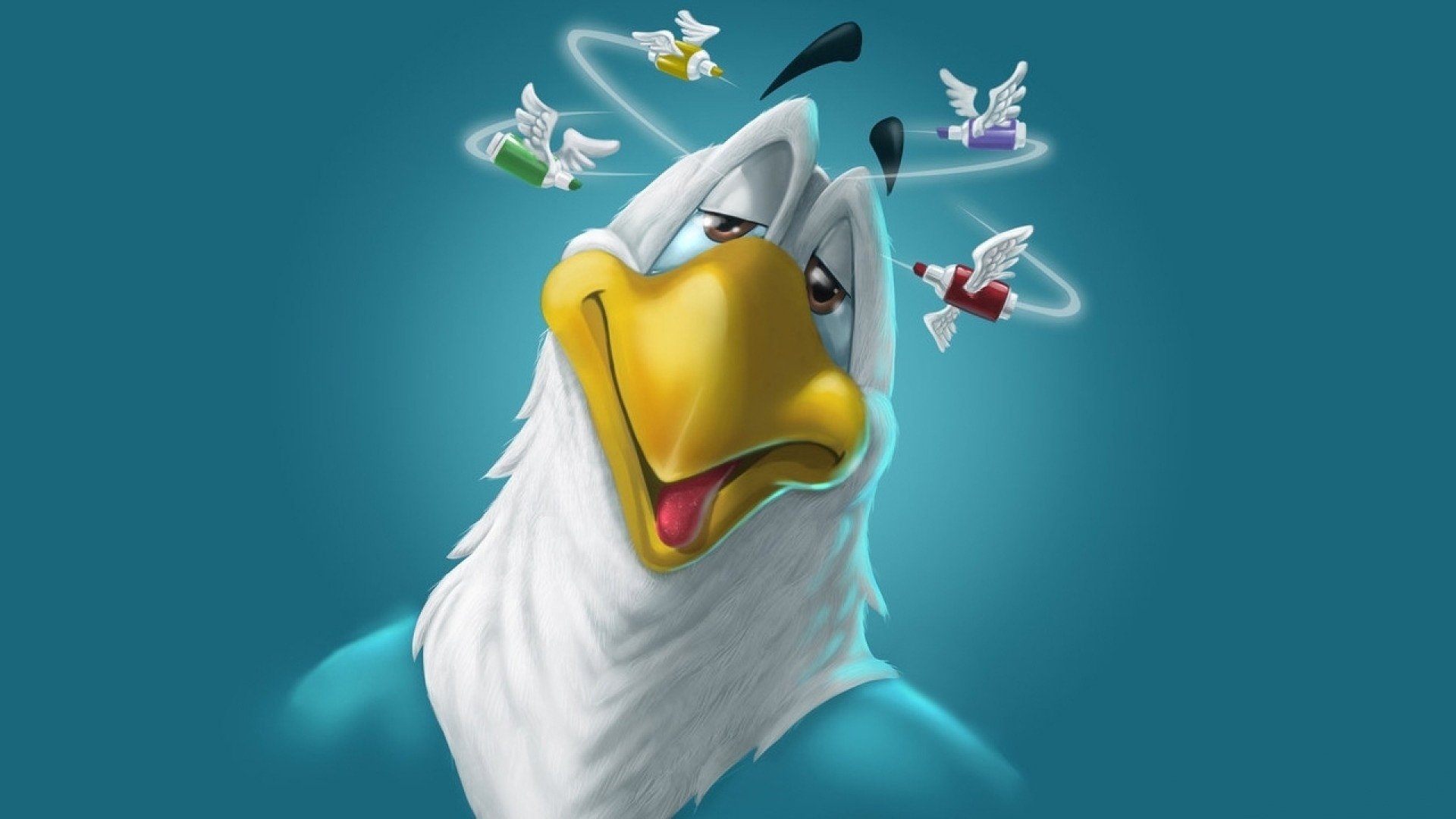 Aquila cartone animata sfondo azzurro, 1920x1080 Full HD 1080p, PC