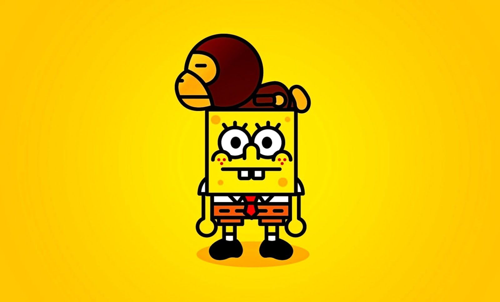 SpongeBob con casco scimmia, cartone animato, 1600x968 HD, Desktop
