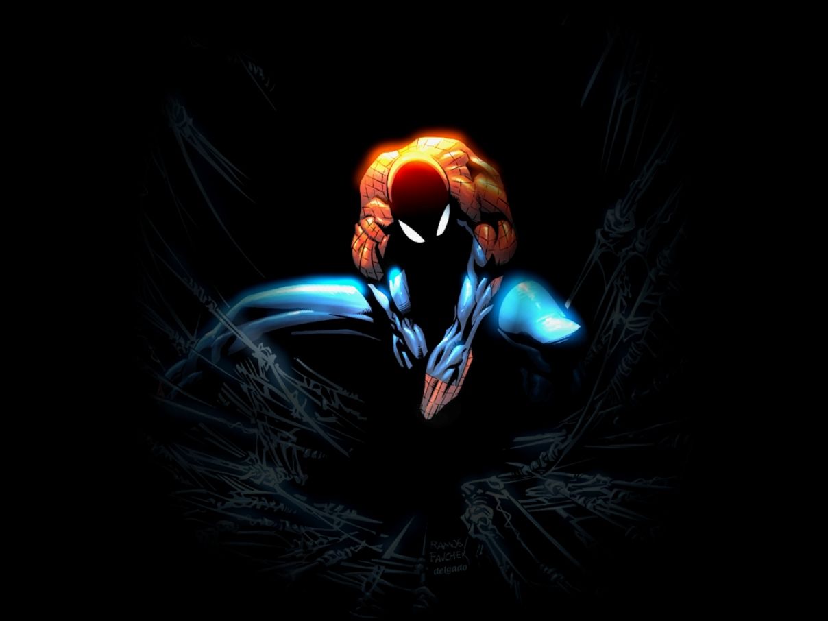 Spider-Man sfondo scuro luminoso, Uomo Ragno, 1208x906 HD, Laptop
