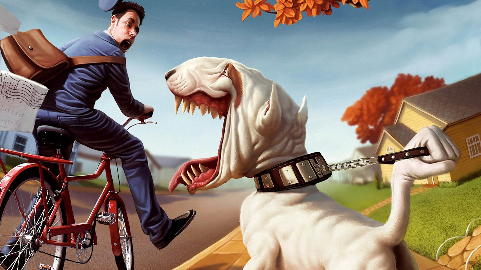 Cane gigante insegue ciclista, 1920x1080 Full HD, PC Desktop