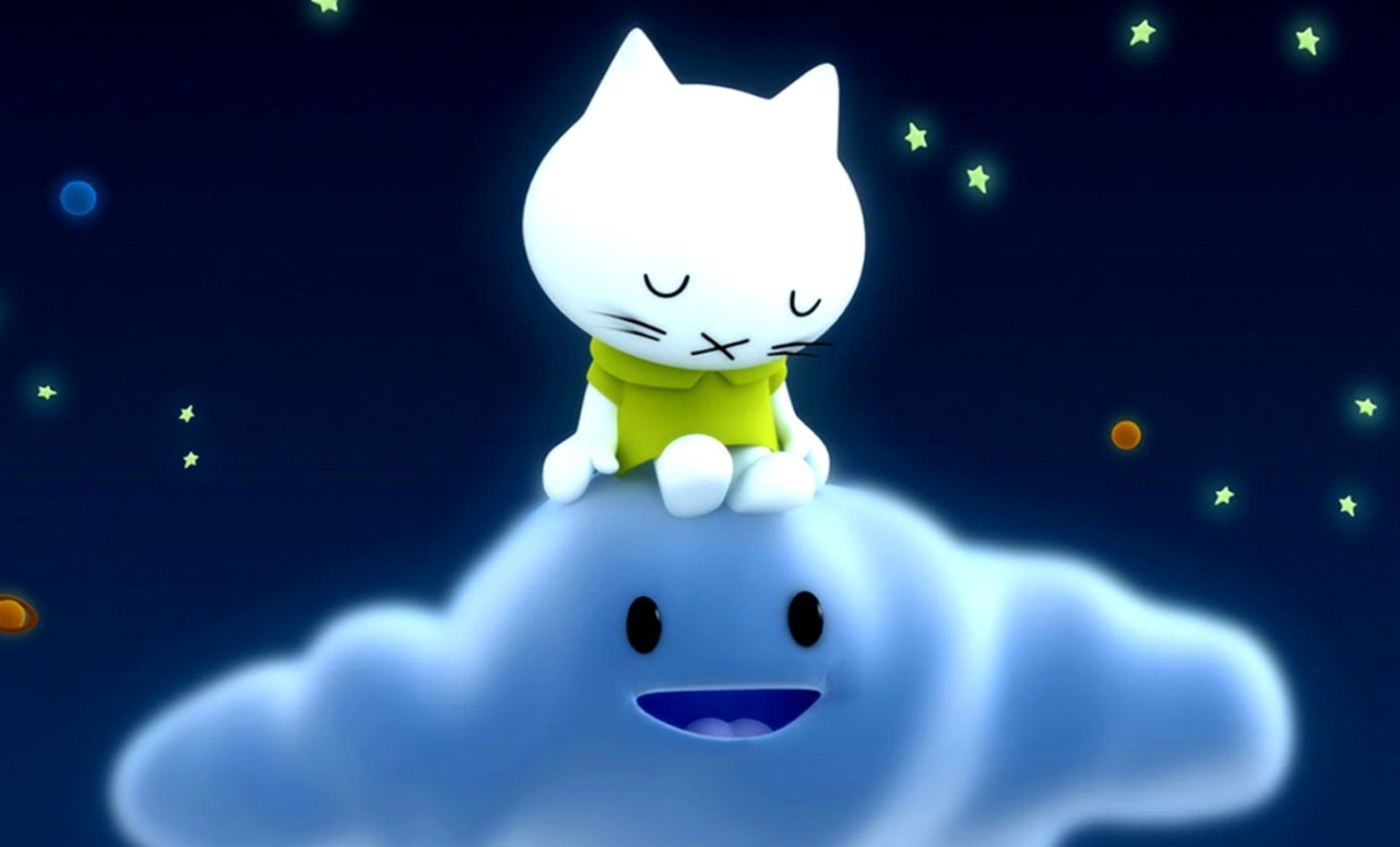 Gatto bianco su nuvola, 1562x945 720p, PC