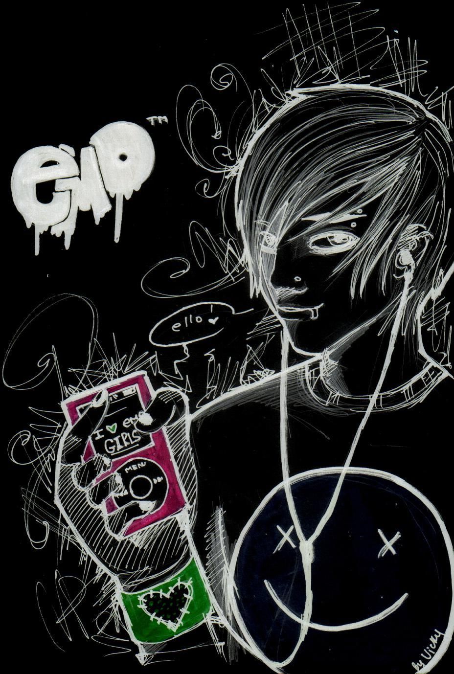 Ragazzo emo disegno bianco nero, 928x1378 Verticale, Mobile