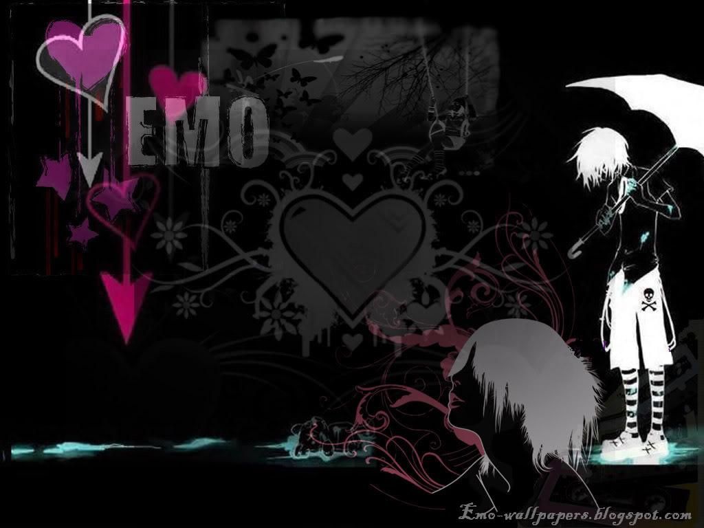 Personaggio emo cuori rosa neri, 1024x768 HD, Laptop