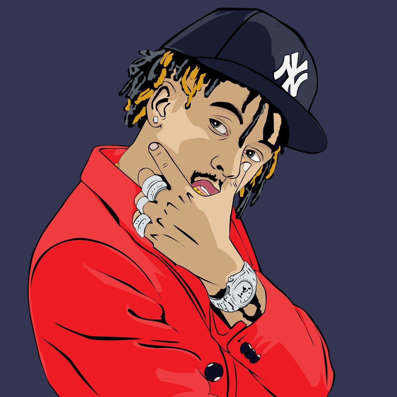 Rapper cartoon cappello NY, 1350x1350 HD, Desktop