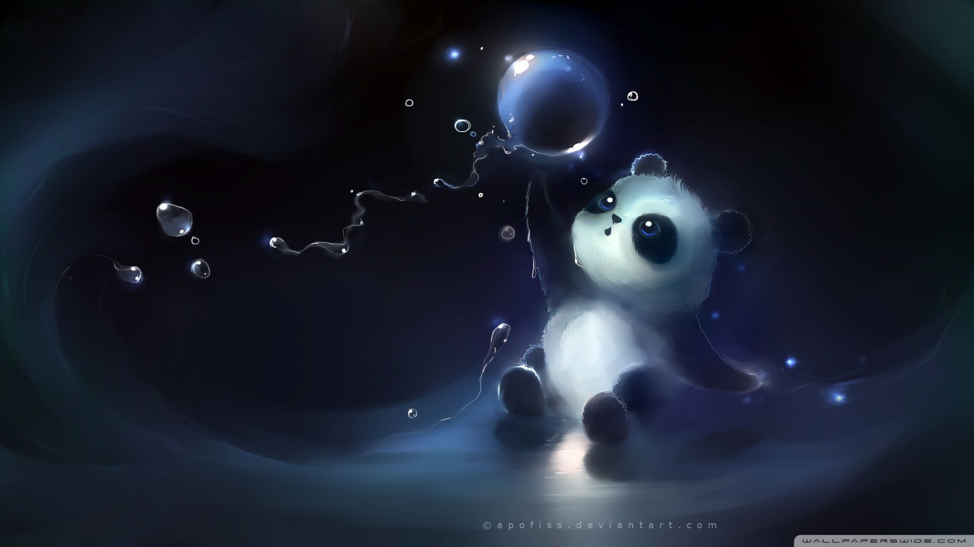 Panda magico con bolle luminose, 1920x1080 Full HD 1080p, Desktop