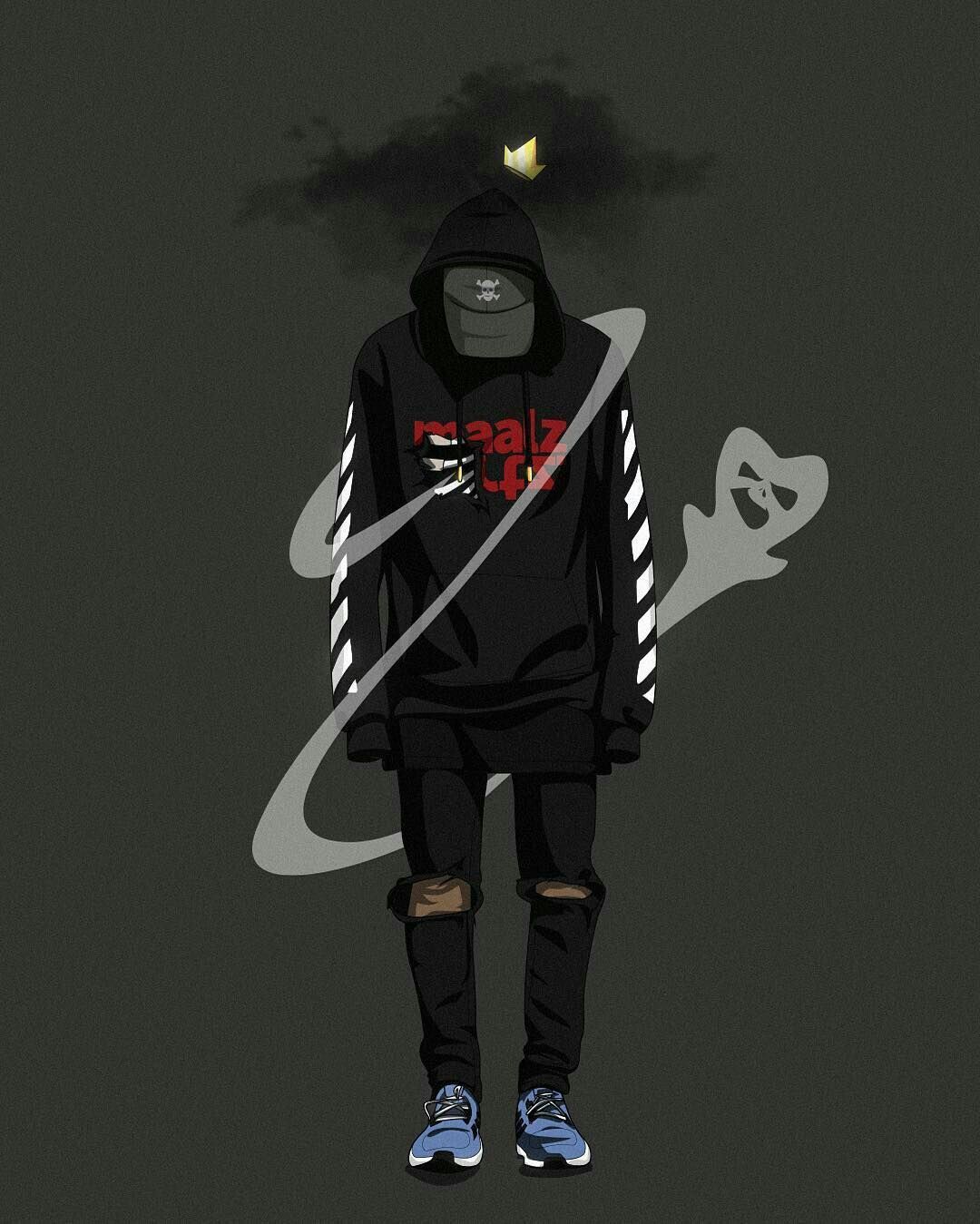 Personaggio con felpa nera streetwear, 1080x1349 Verticale, iPhone Plus