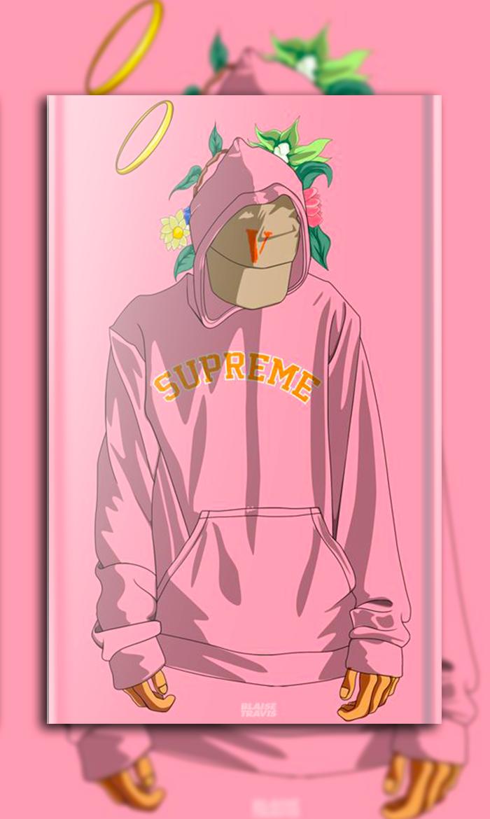 Personaggio felpa Supreme rosa, streetwear, 700x1170 Verticale, iPhone Air