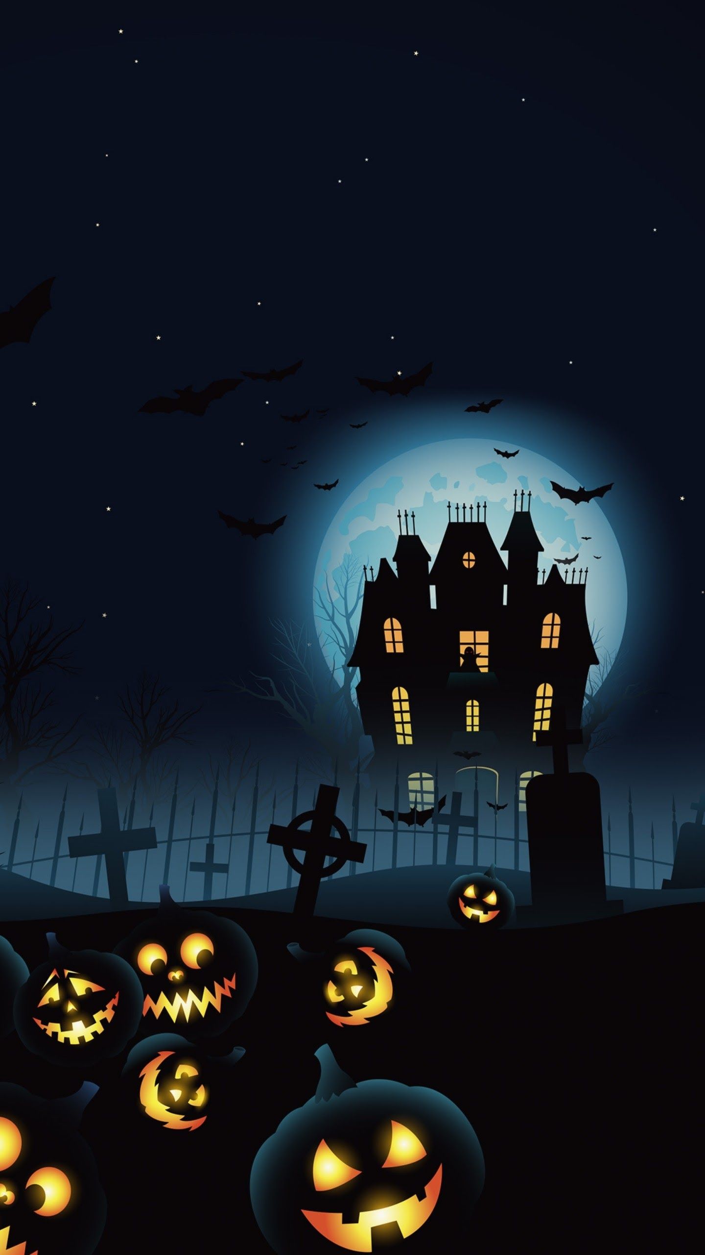 Casa stregata Halloween luna, 1440x2560 Full HD Verticale, iPhone